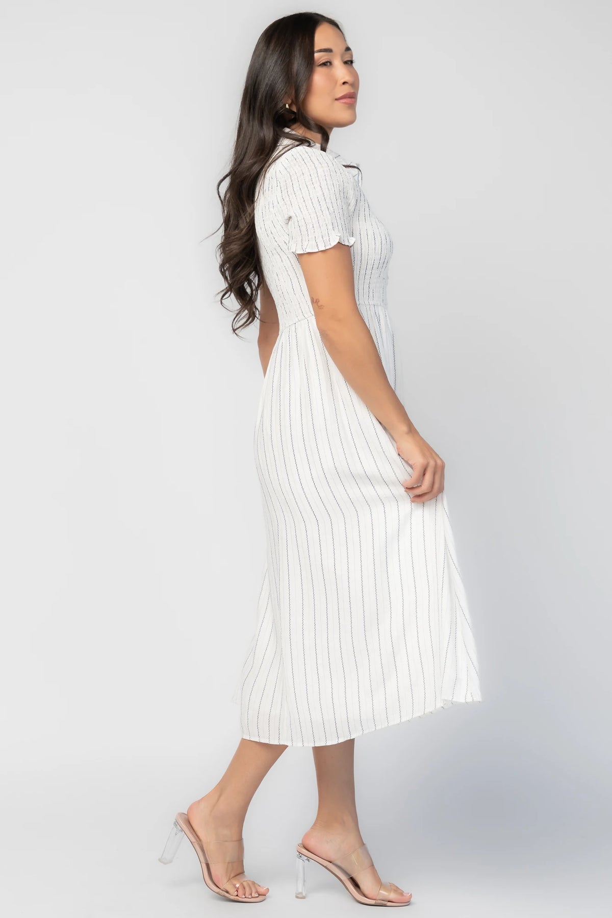 Dottie Striped Midi Dress | Off White