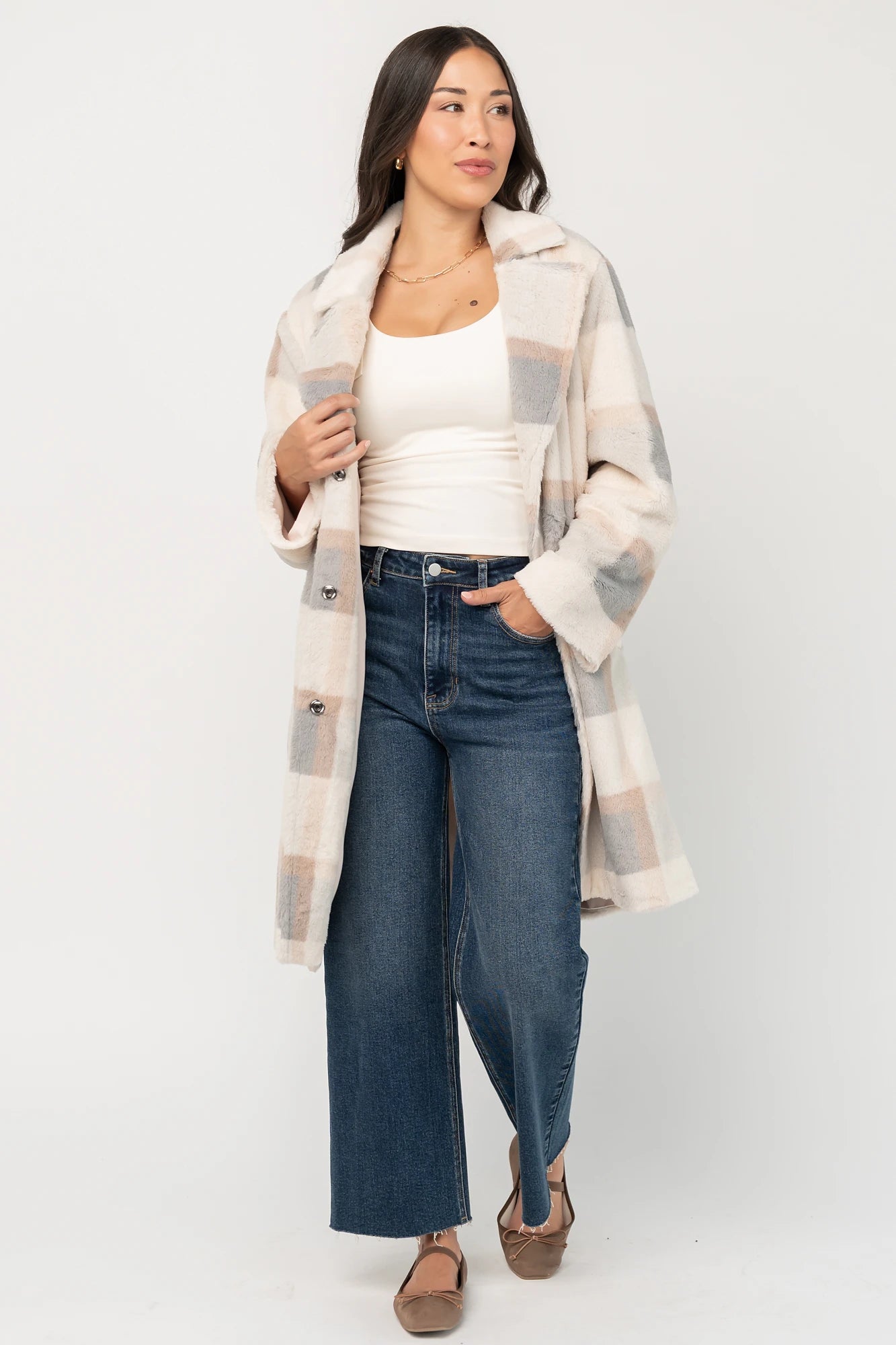 Marjorie Coat | Natural Plaid