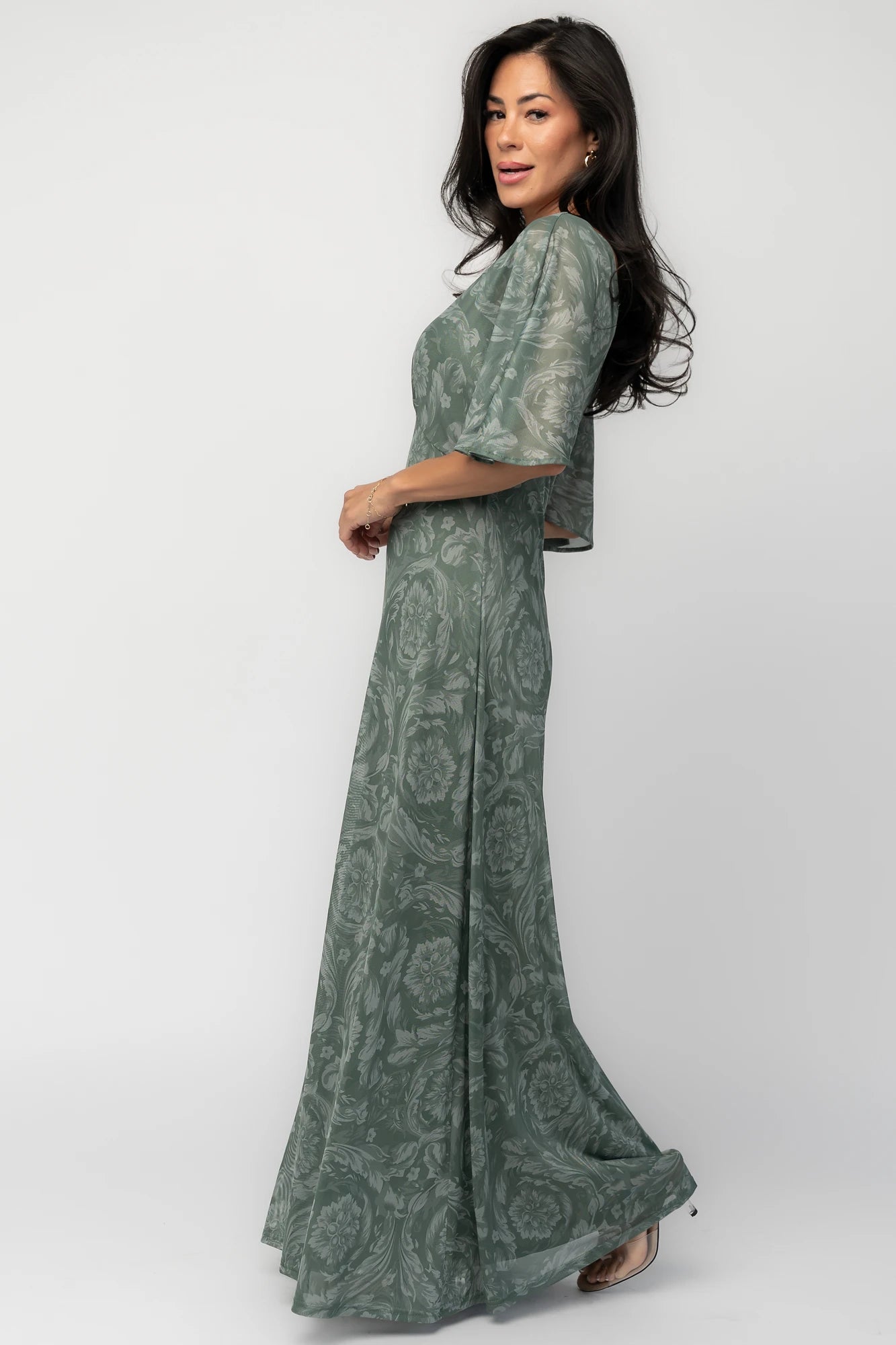 Sevilla Mesh Maxi Dress | Dark Sage