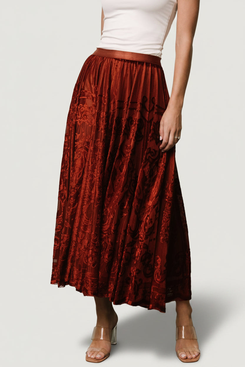 Palini Velvet Skirt | Rust