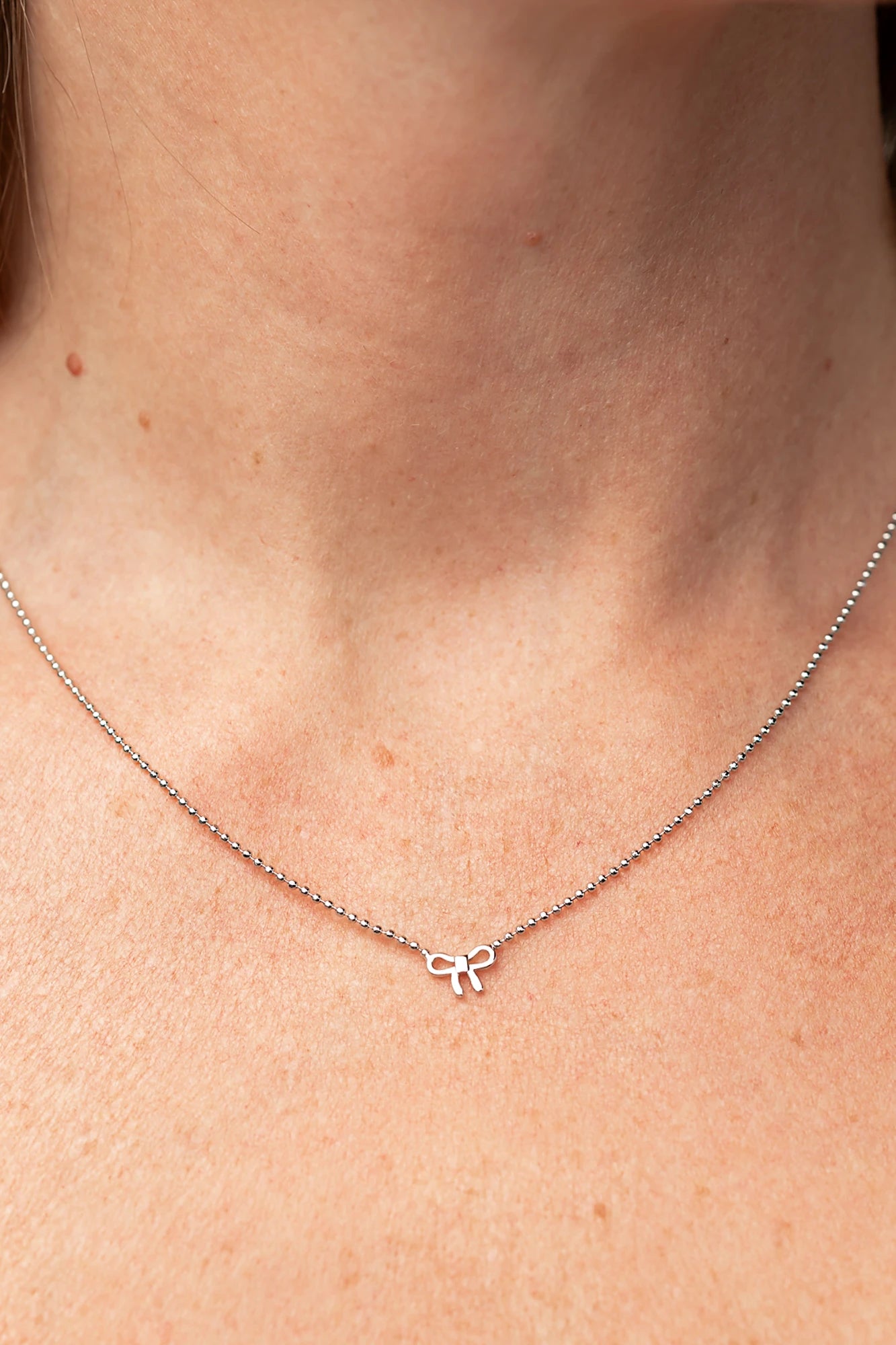 Holly Ribbon Bow Necklace | Silver