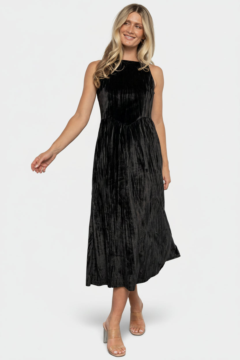 Octavia Velvet Midi Dress Black | Baltic Born XL Octavia Velvet Midi Dress Black | Baltic Born XL