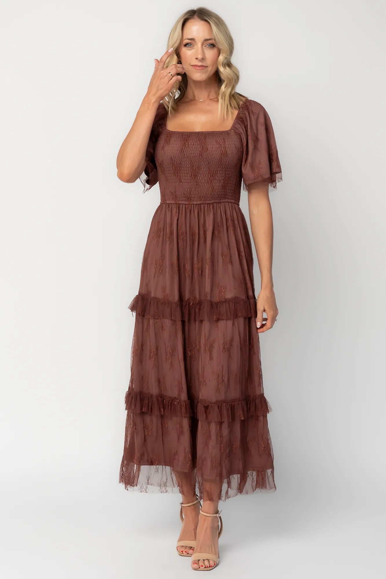 Auden Lace Maxi Dress | Mahogany