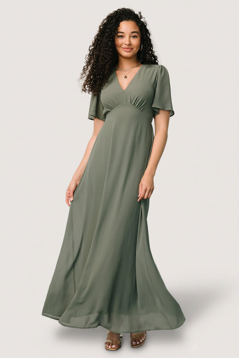 slim fit dress slacks Baltic Born Womens Esti Maxi Dress | Dark Sage