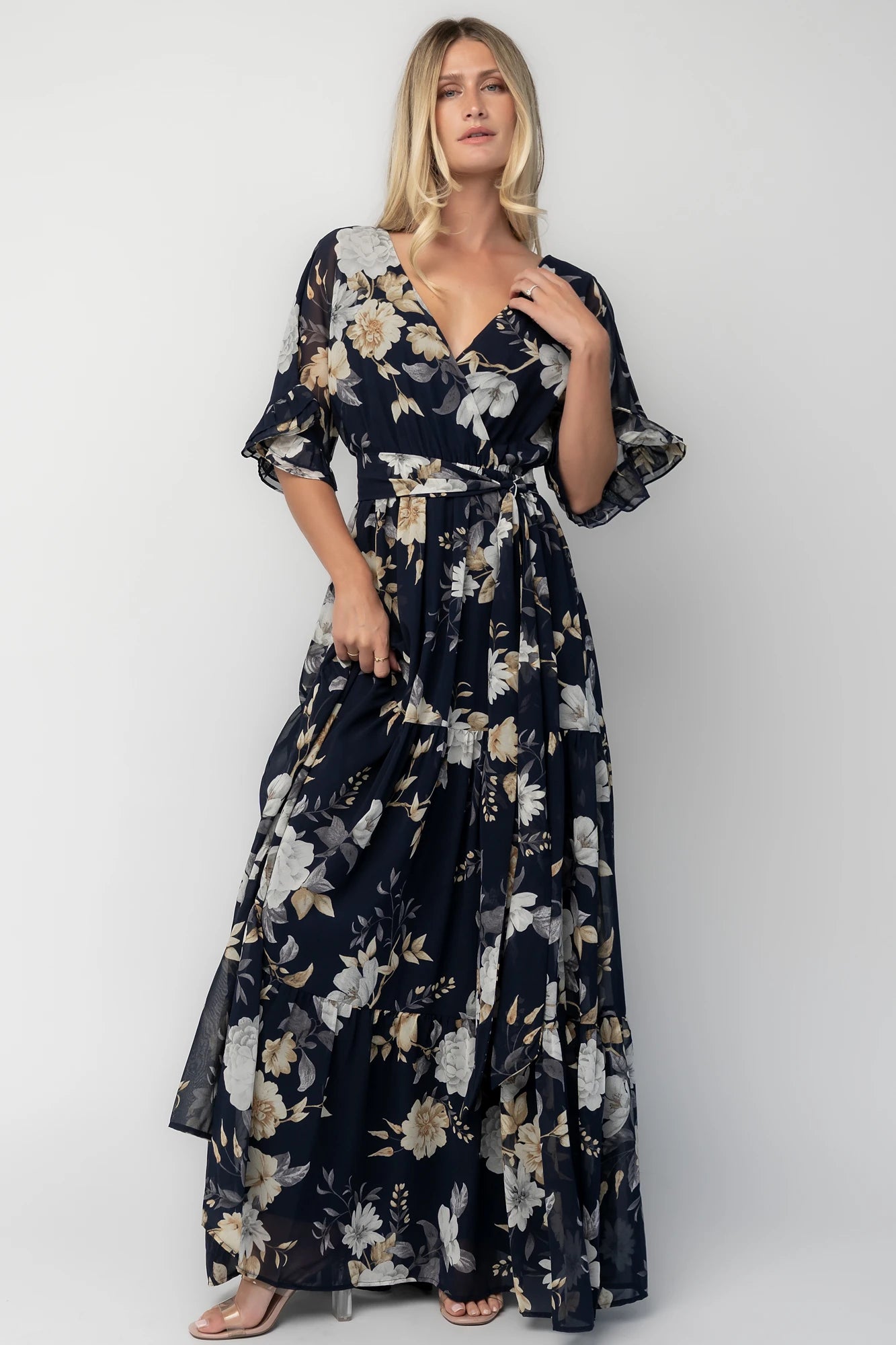 everlasting bliss navy blue floral print maxi dress Navy Blue Floral Sleeveless Maxi Dress | Womens | Large (Available in 3X, 2X, 1X, XXS, XS, S, M, XL) | 100% Polyester | Lulus