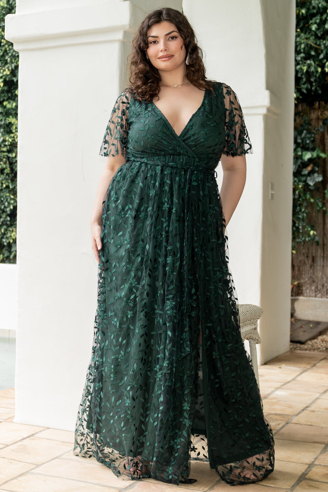 Marseille Embossed Maxi Dress Green