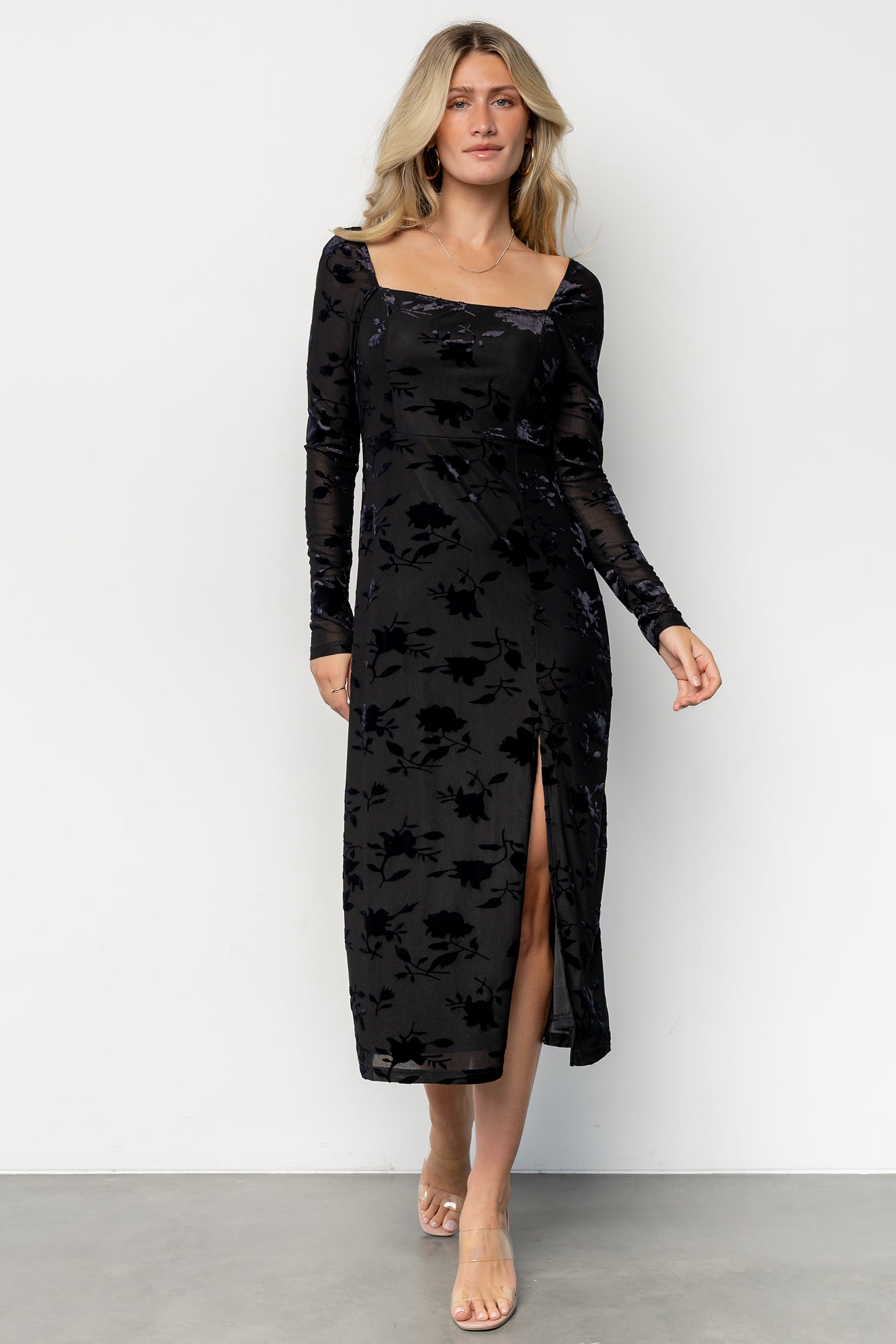 Tamara Midi Dress | Black Floral Tamara Midi Dress | Black Floral