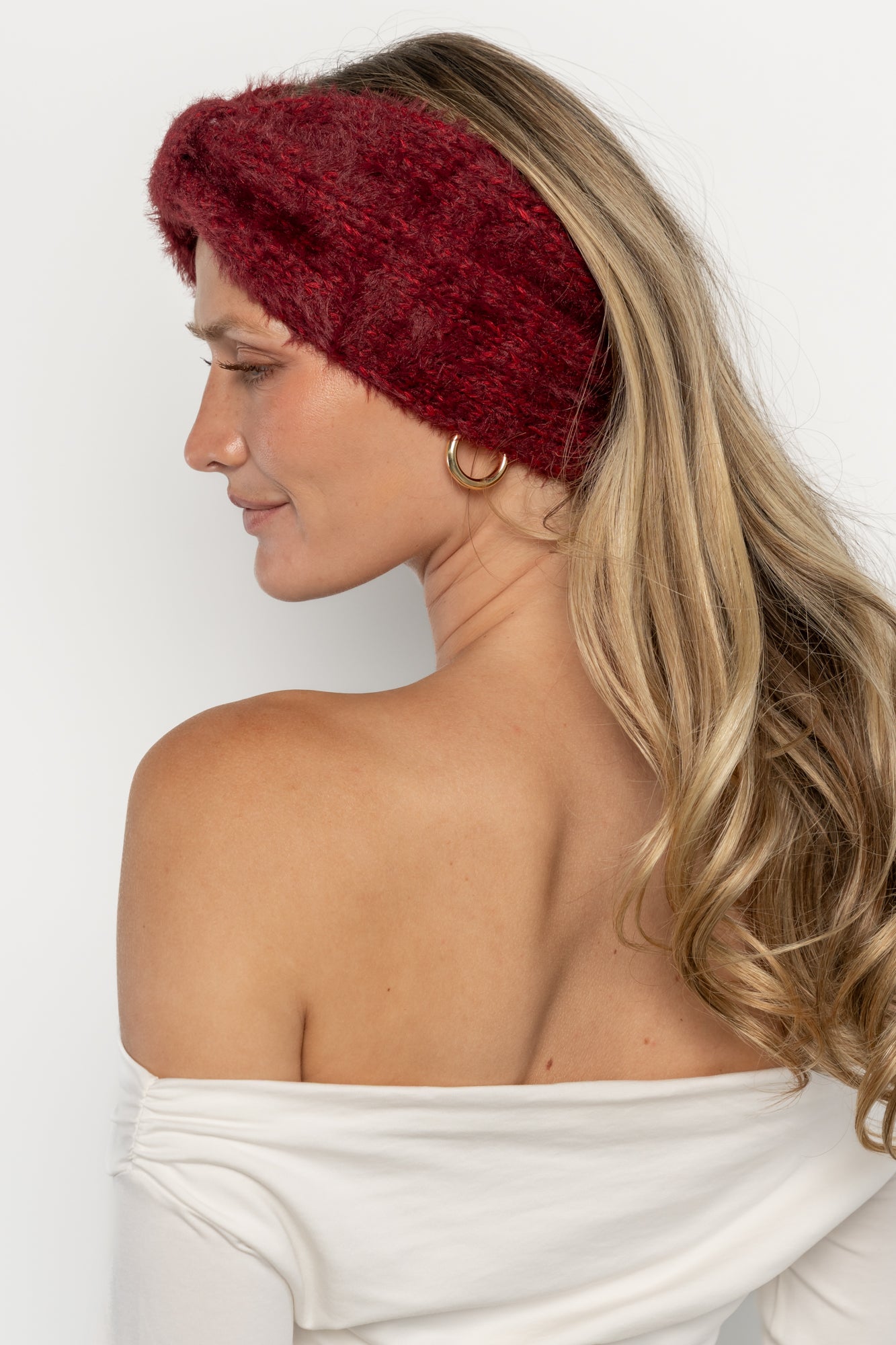 Harlowe Cozy Bow Headband | Burgundy