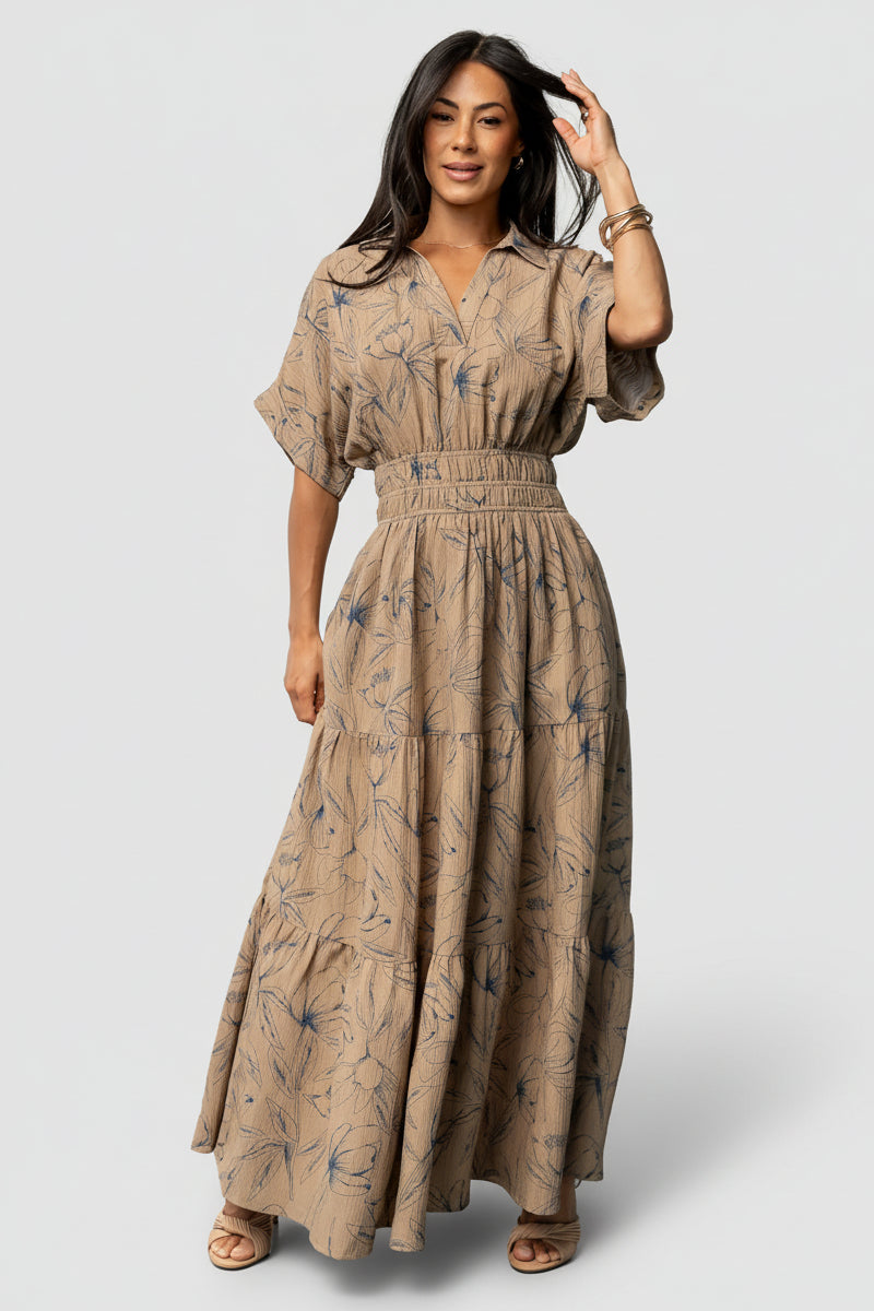 boho tiered maxi dress Boho Floral Patchwork Tiered Maxi Dress main image 1