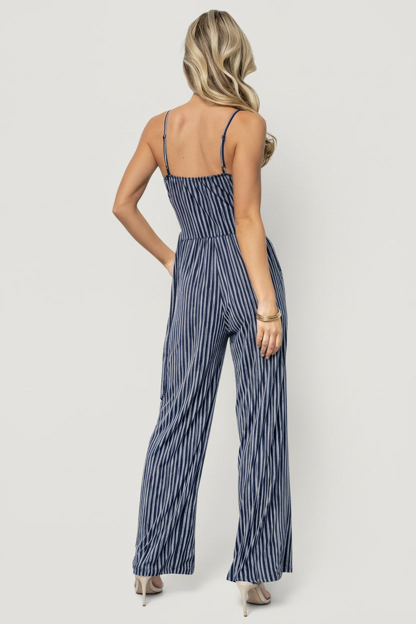 Zuri Tank Jumpsuit | Navy Stripe