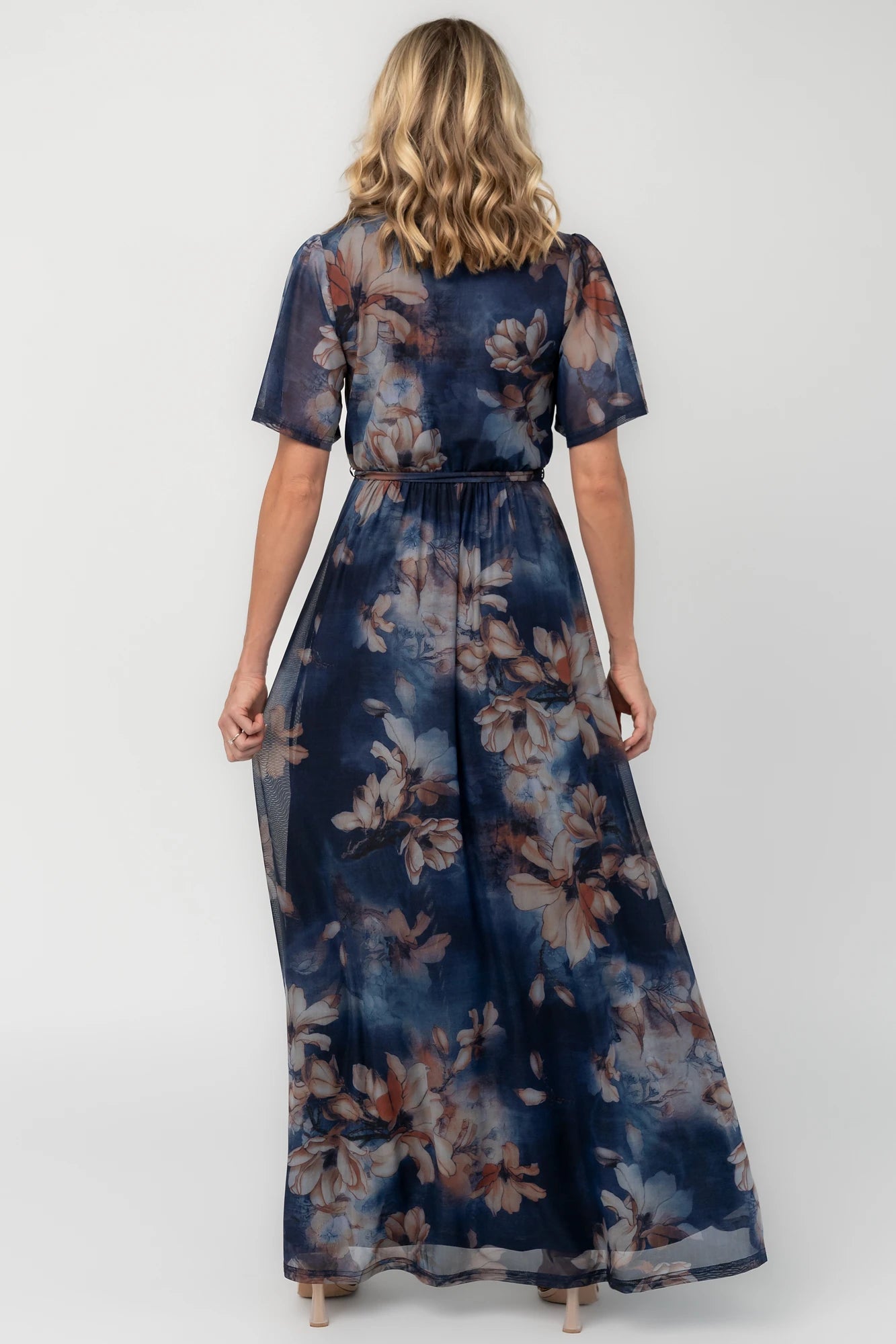 Kristina Mesh Maxi Dress | Navy Floral