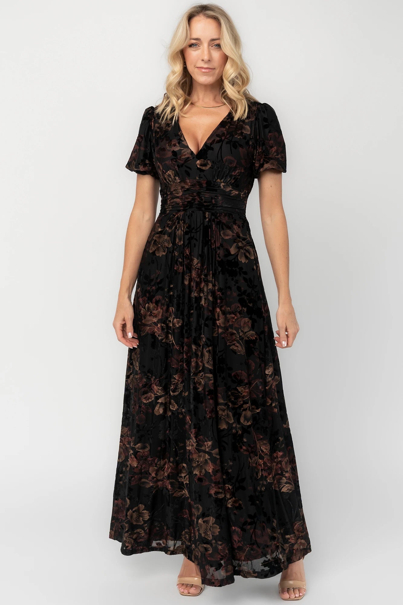 Leslie Velvet Maxi Dress | Black Floral