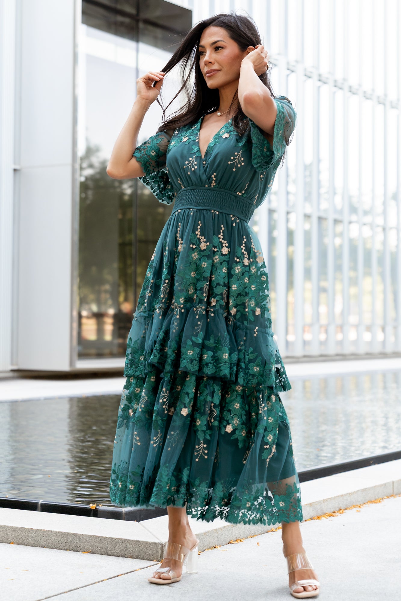 Baltic Born Womens Lotte Embroidered Midi Dress | Emerald | Size: Medium Baltic Born Womens Lotte Embroidered Midi Dress | Emerald | Size: Medium