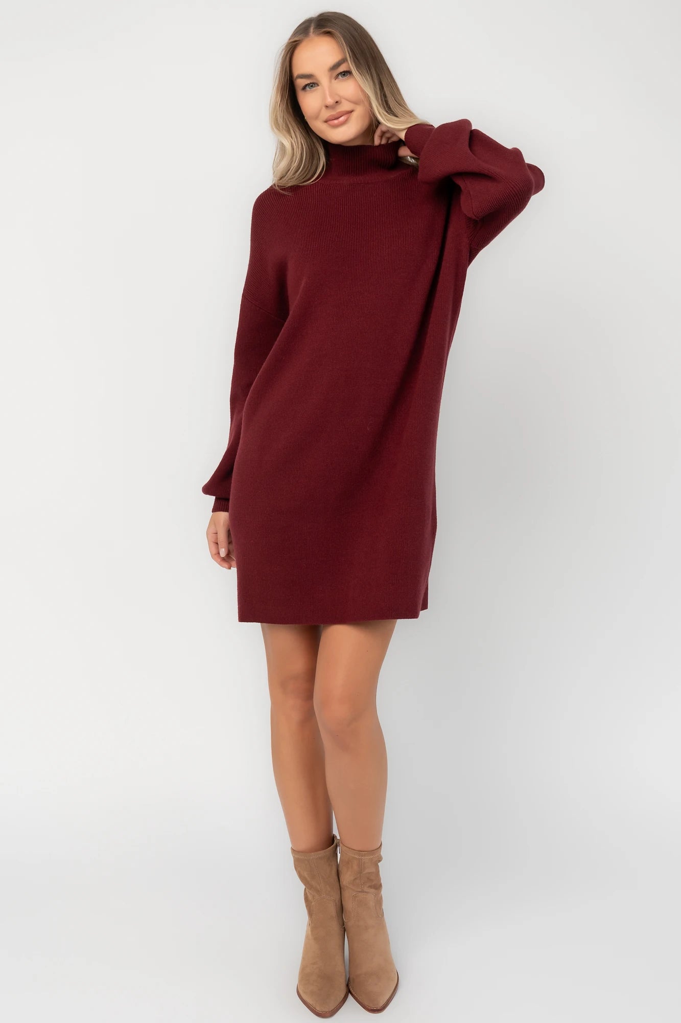 Harlow Sweater Dress | Burgundy
