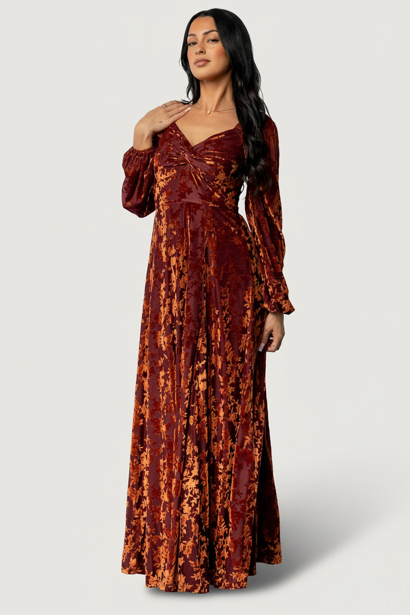 Aurora Velvet Maxi Dress | Clove + Copper Floral