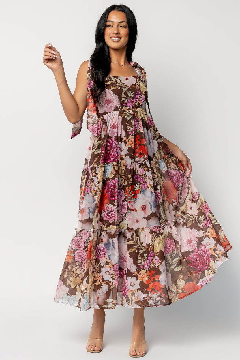 Anita Maxi Dress Brown Multi Floral | Baltic Born XS Anita Maxi Dress Brown Multi Floral | Baltic Born XS