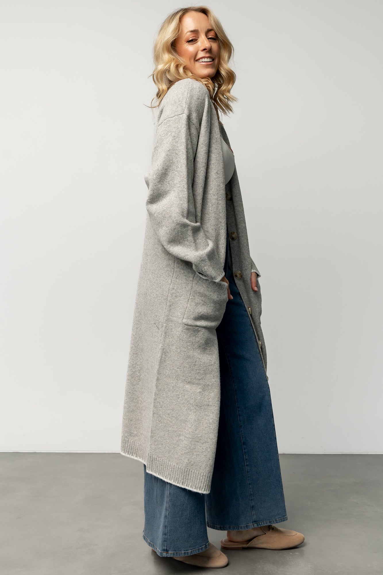 Senna Longline Cardigan | Light Gray