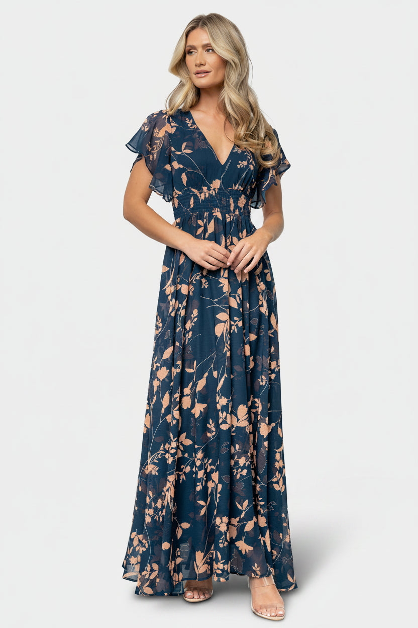 Lynlee Metallic Maxi Dress in Topaz Metallic