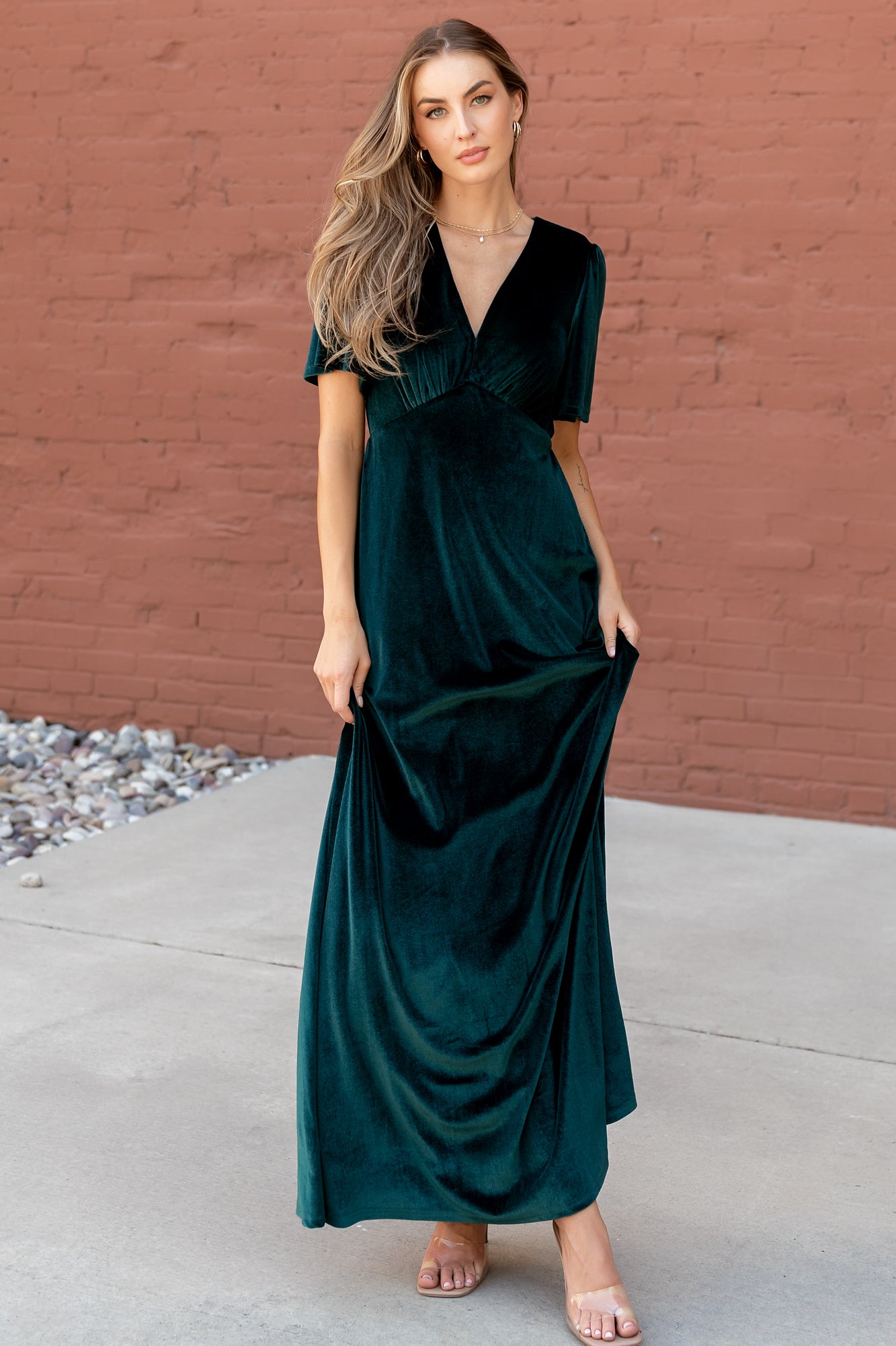 Vivian Velvet Maxi Dress Emerald