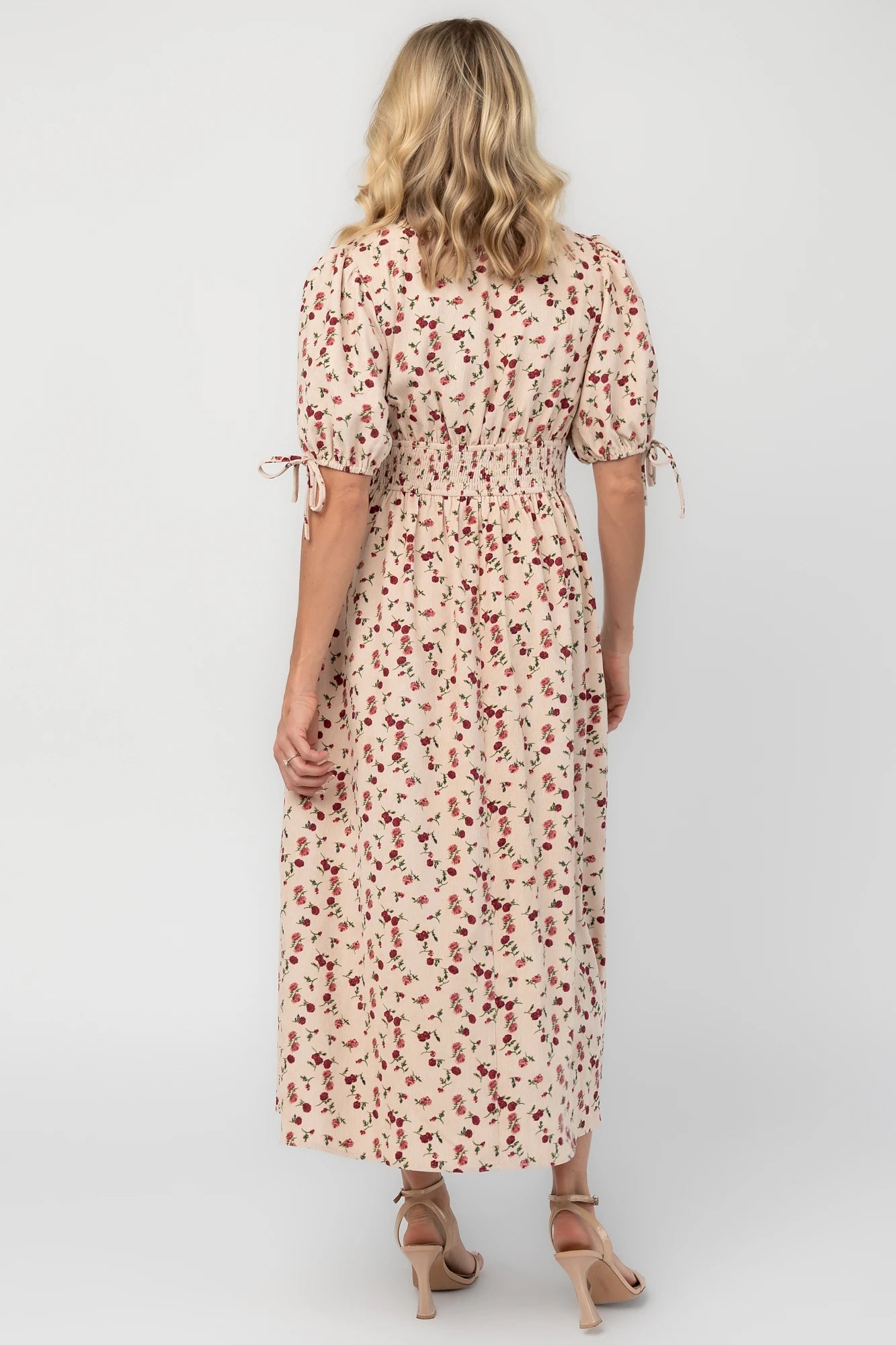 Beatrix Midi Dress | Ivory + Berry Floral