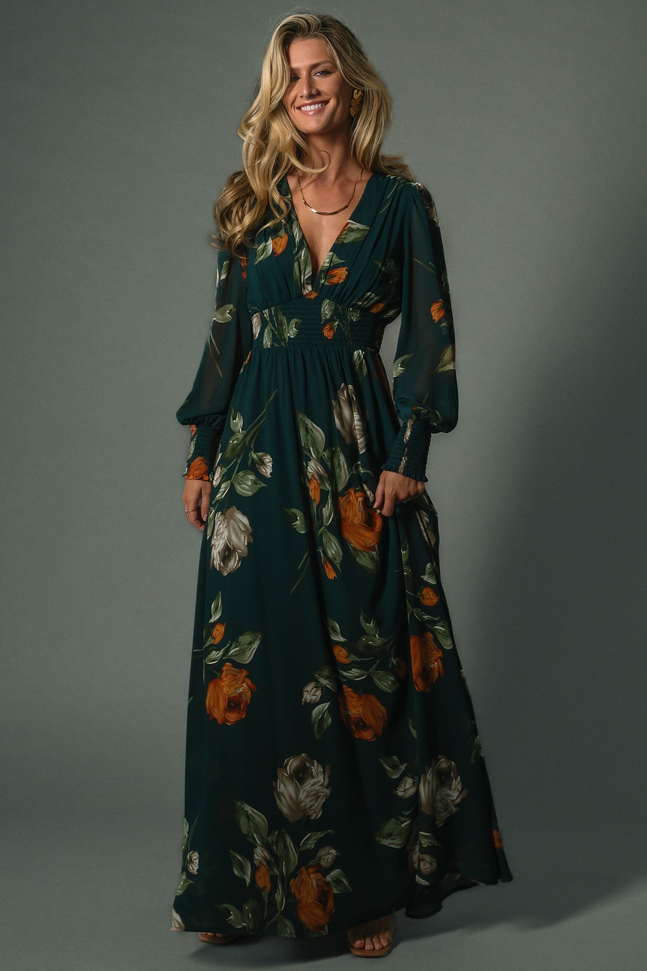 【bibiy】oliviadress Olivia Maxi Dress | Deep Topaz Floral