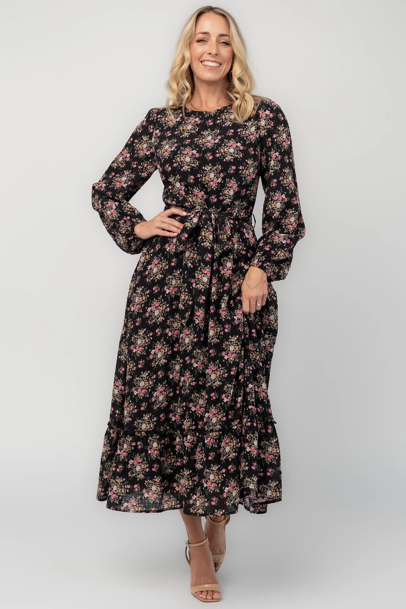 Idalia Midi Dress | Black Floral