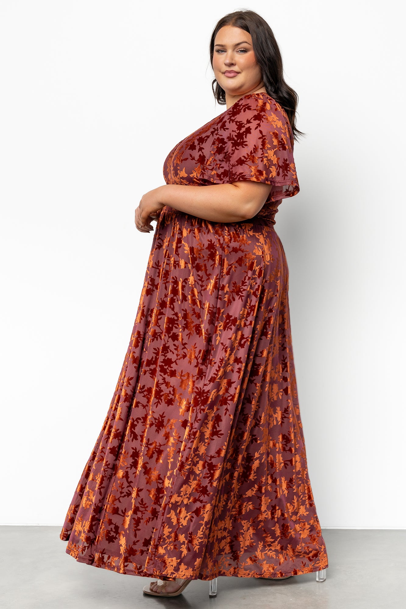 Veronica Velvet Maxi Dress | Rust