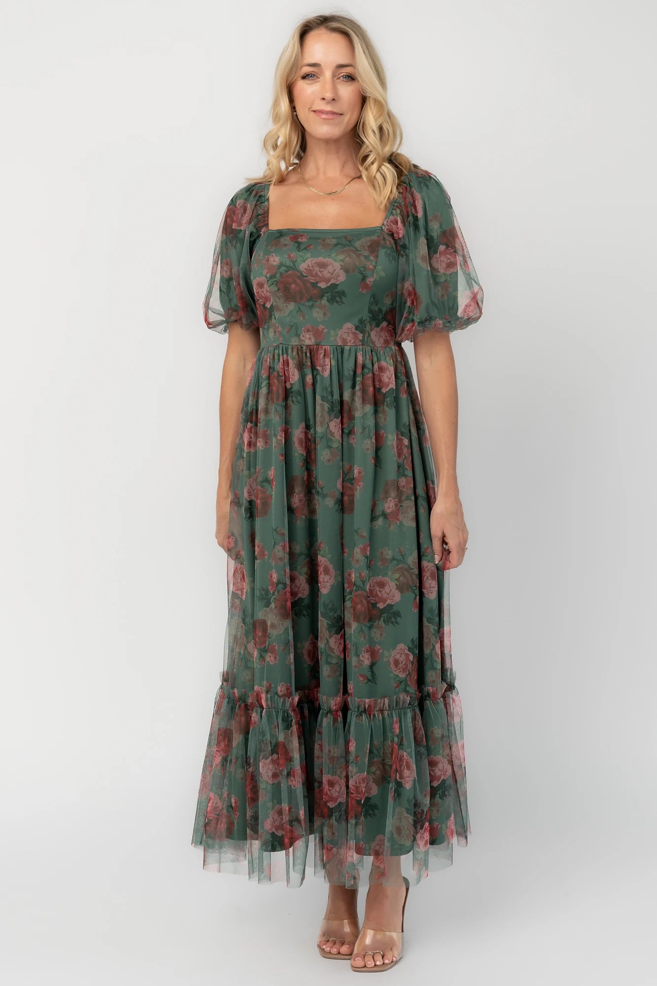 Emmeline Midi Dress | Green Floral