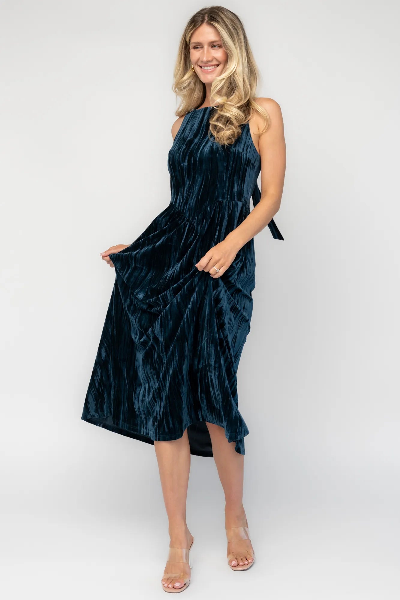 Octavia Velvet Midi Dress | Deep Teal