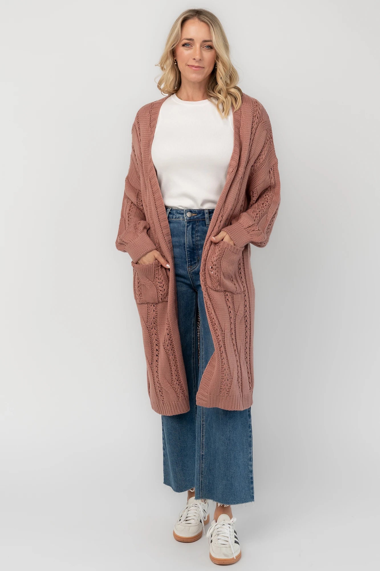Braxton Cable Knit Cardigan | Dusty Rosewood