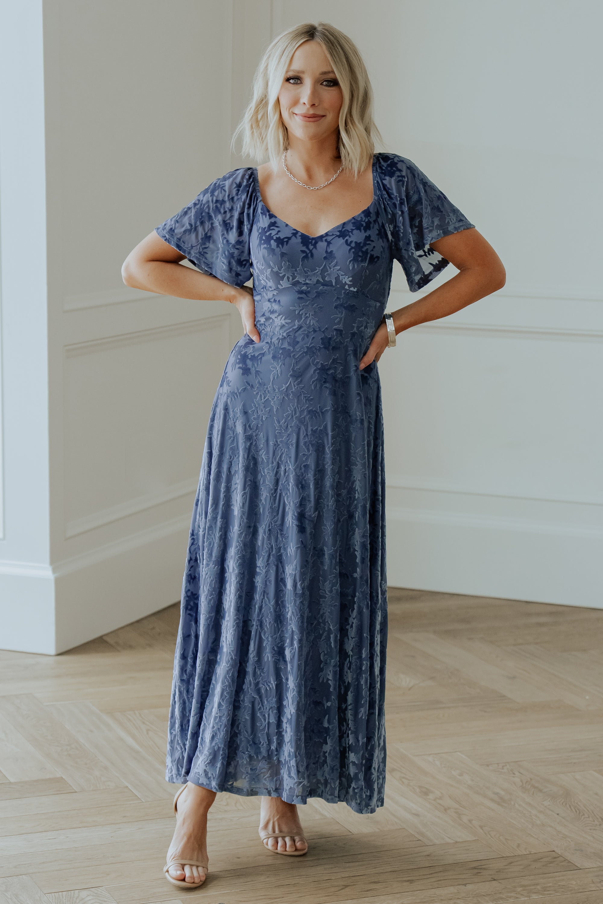Everley Velvet Maxi Dress | Whisper Blue