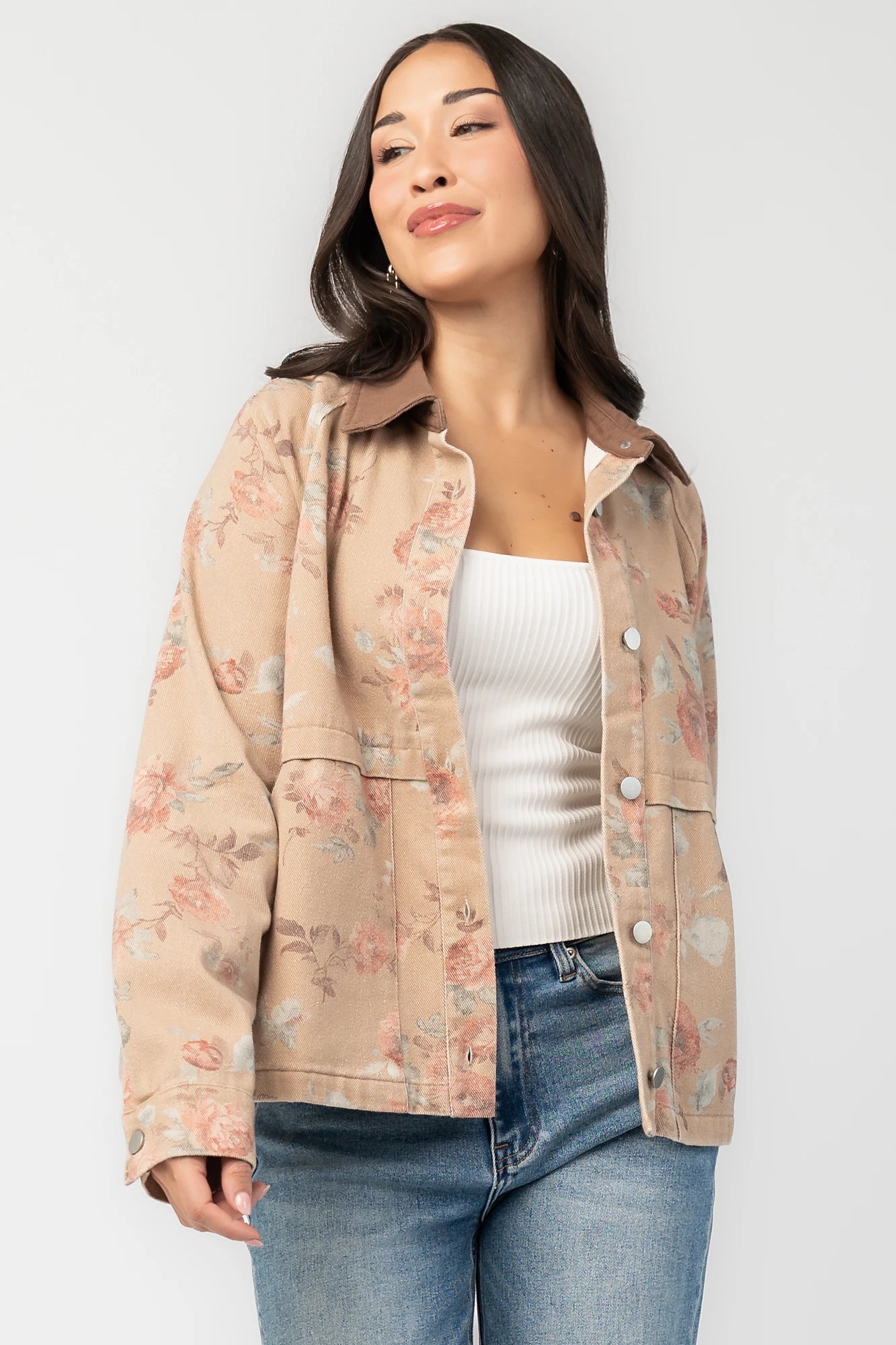 Lori Lightweight Jacket | Natural Floral