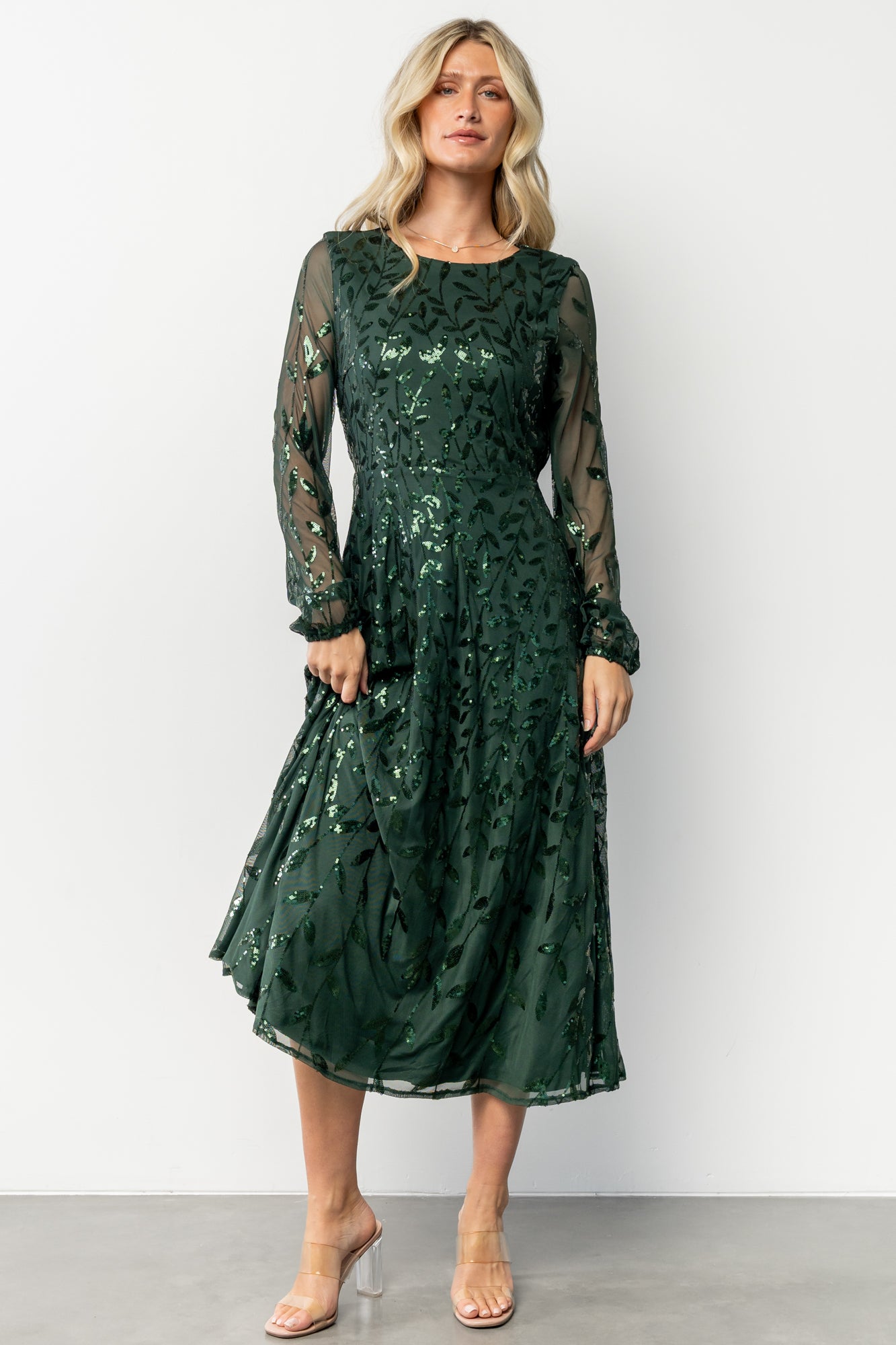 Baltic Born Womens Kalla Sequin Midi Dress | Emerald | Size: Medium Baltic Born Womens Kalla Sequin Midi Dress | Emerald | Size: Medium