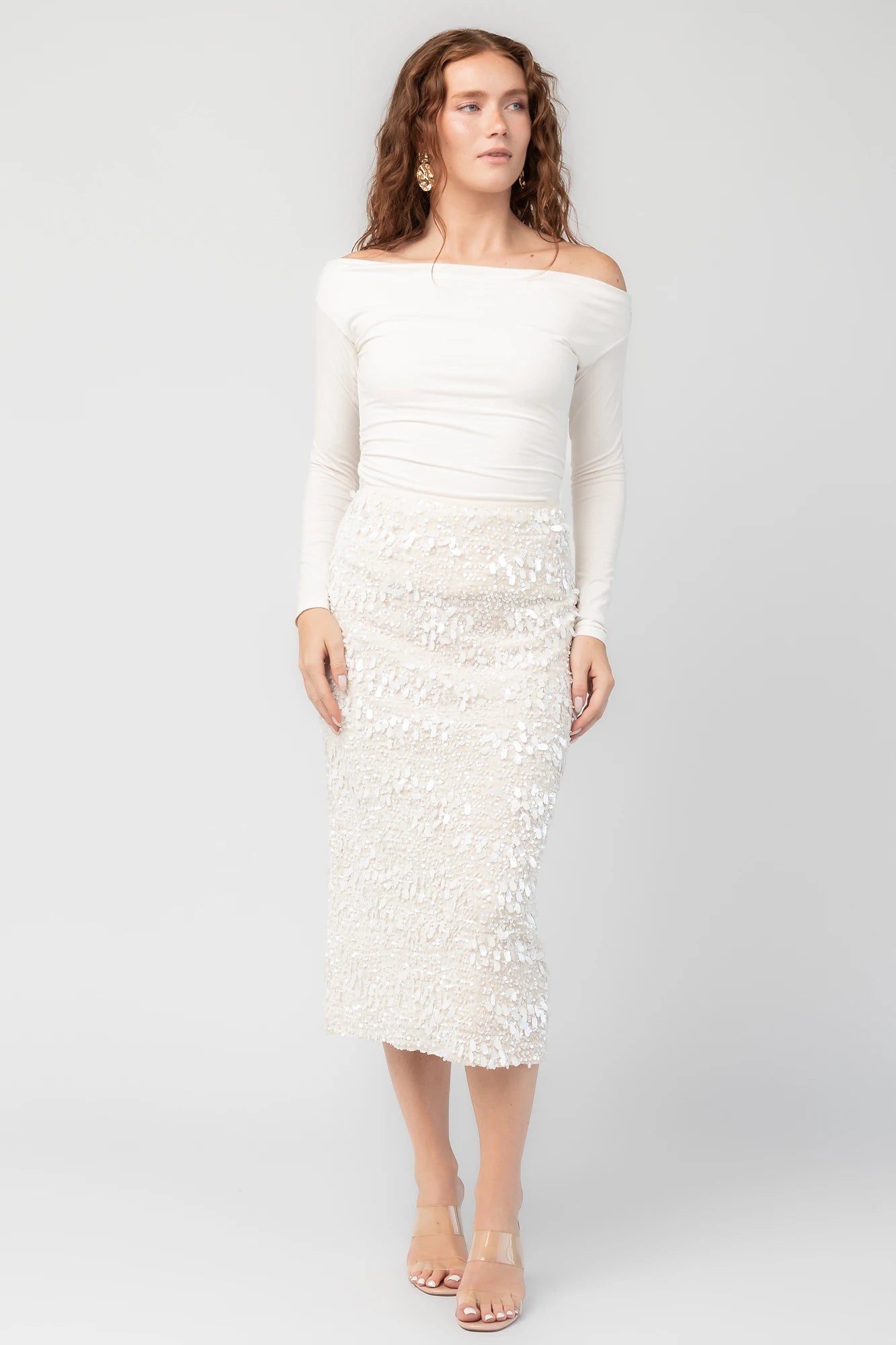 Lavana Sequin Skirt | Ivory