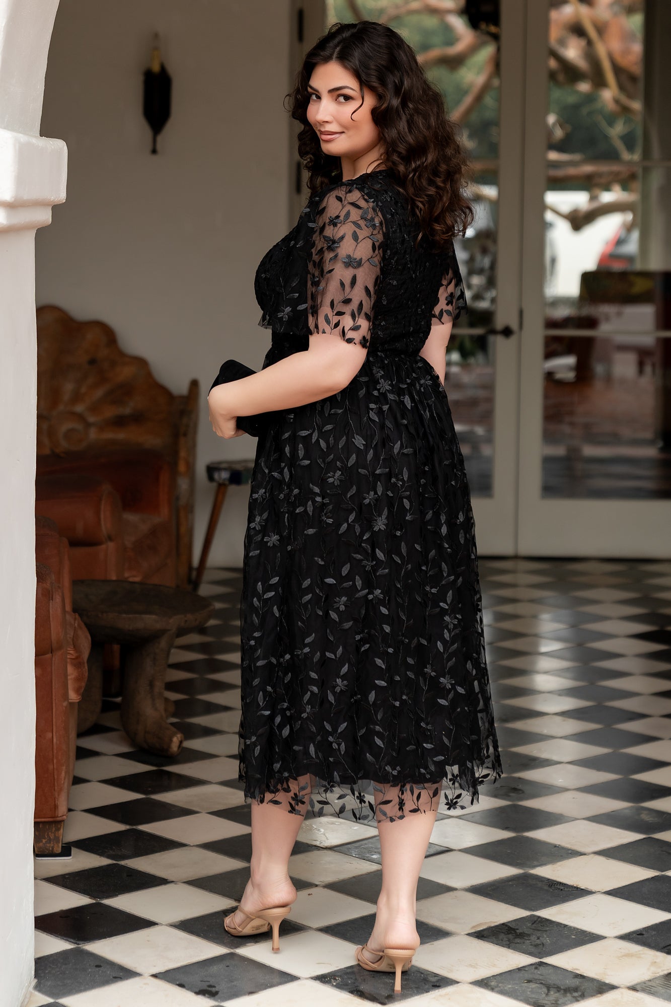 Kendra Embroidered Dress | Black