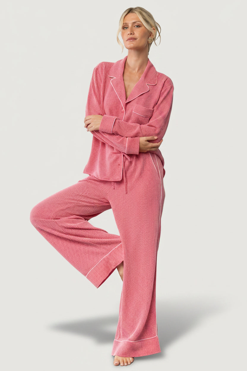 Eloise Ribbed Pajama Set | Pink