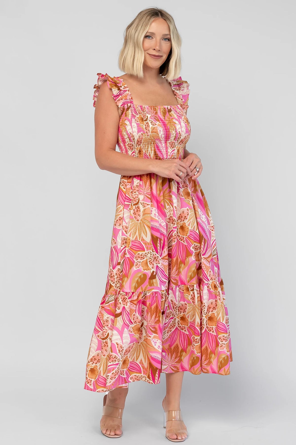 Carla Smocked Dress | Pink Multi