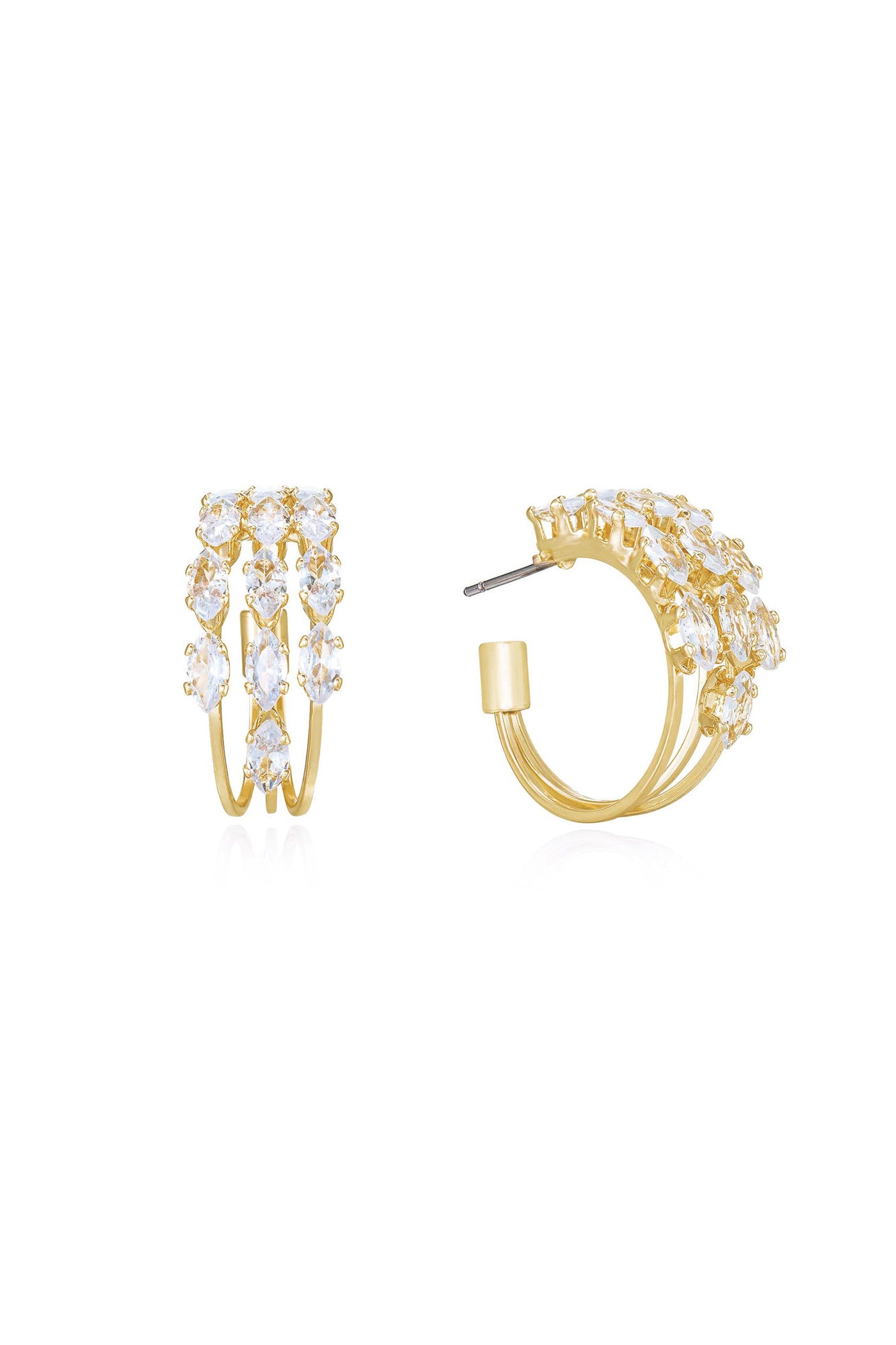 Multi-Crystal Huggie Hoop Earrings