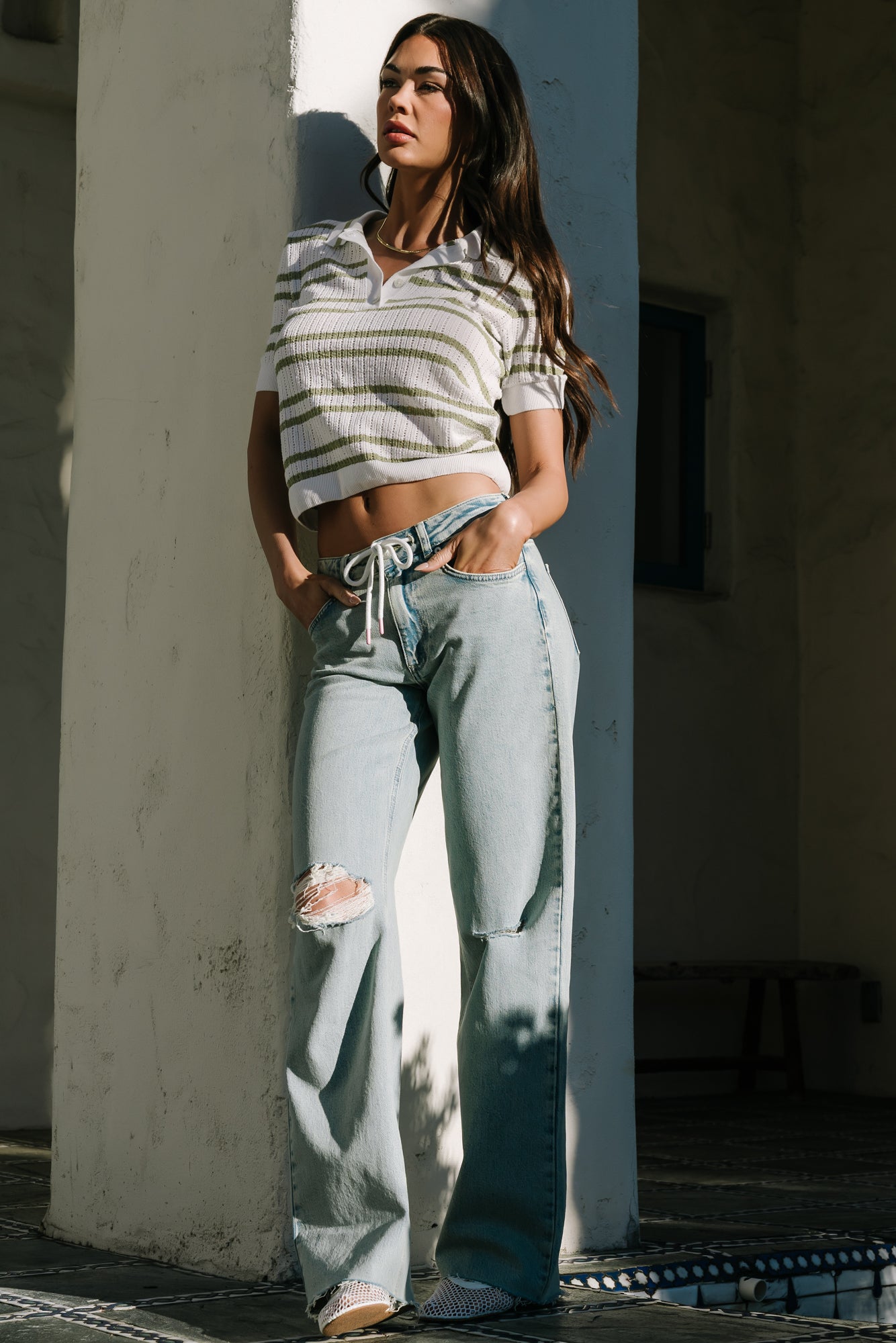 Ronda Mid Rise Ripped Jeans | Light Wash
