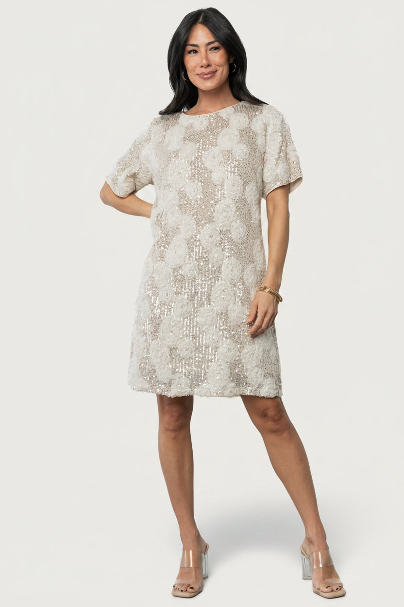 Rhea Sequin Short Dress Ivory | Baltic Born 3XL Rhea Sequin Short Dress Ivory | Baltic Born 3XL