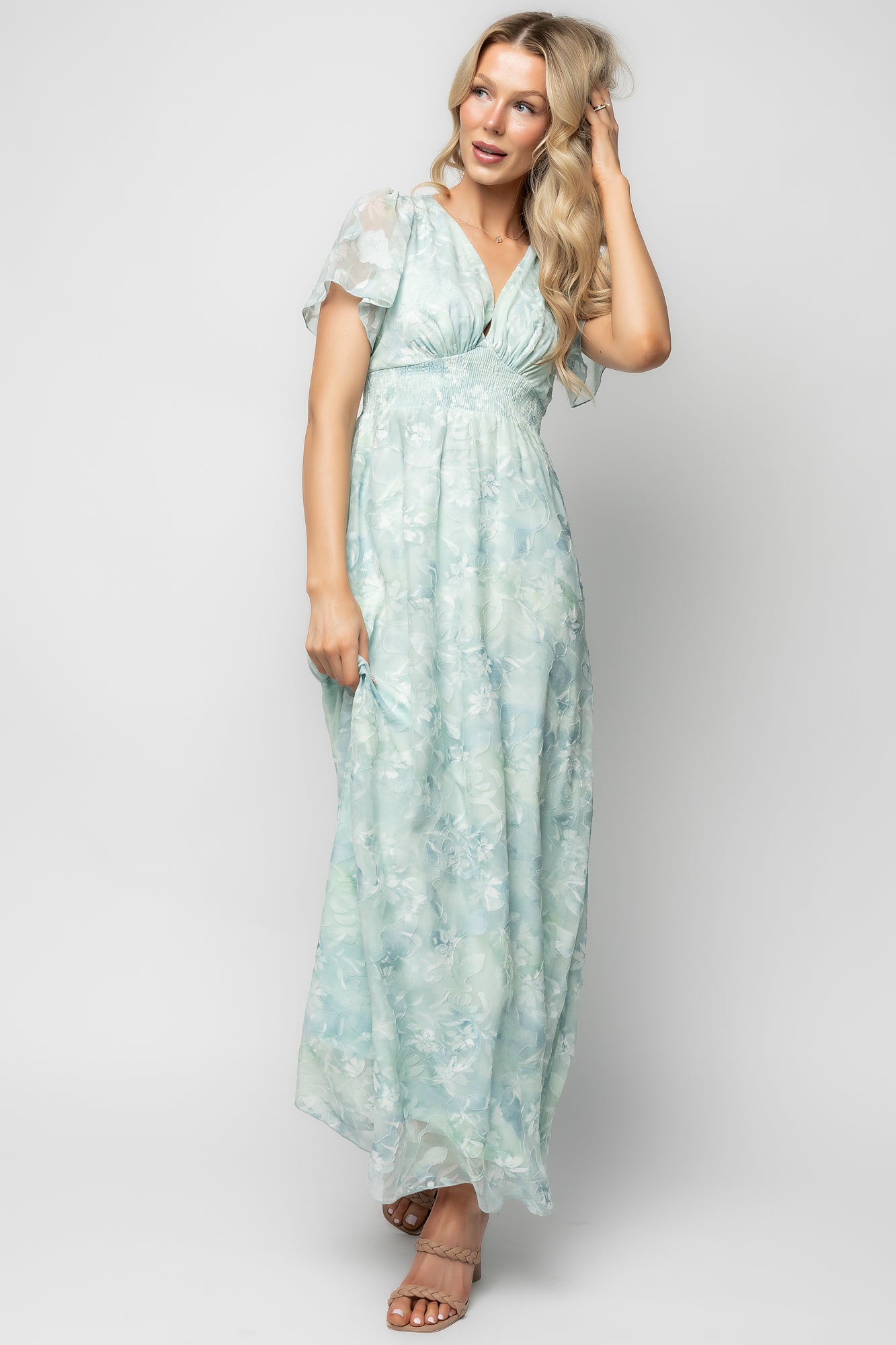 Baltic Born Womens Soline Maxi Dress | Light Teal Floral | Size: 3XL Baltic Born Womens Soline Maxi Dress | Light Teal Floral | Size: 3XL