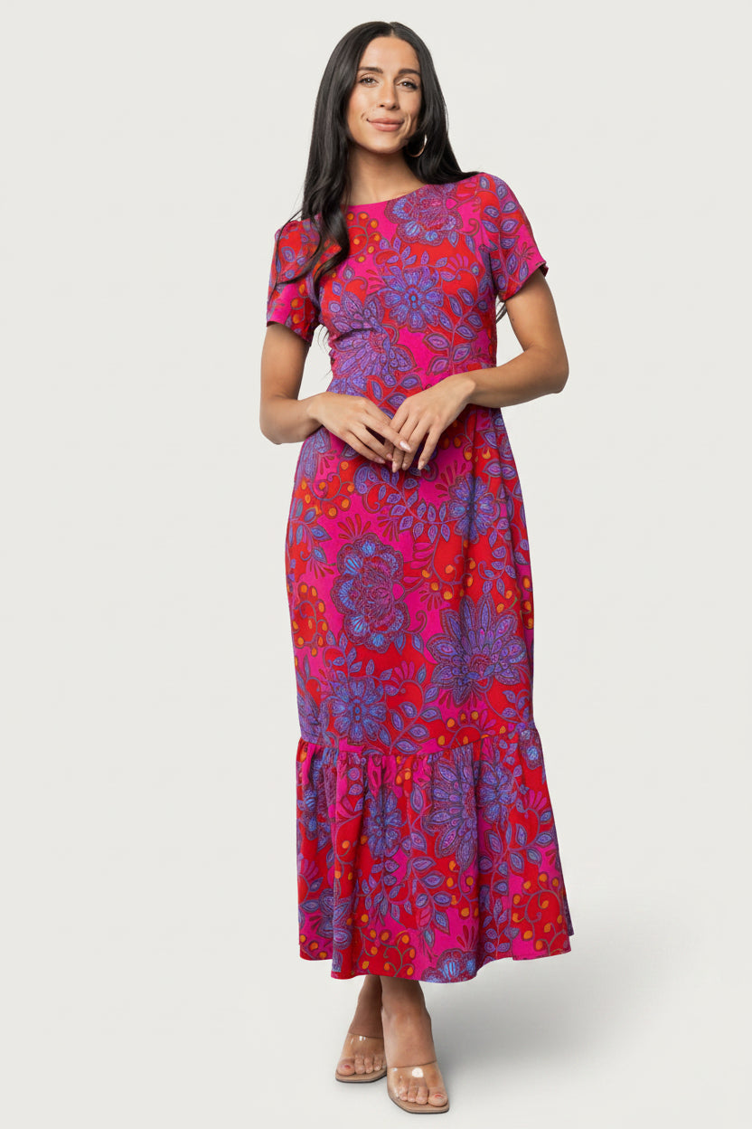 fuchsia and blue dress Baltic Born Womens Gwen Maxi Dress | Fuchsia Pink Print | Color: Fuchsia Print