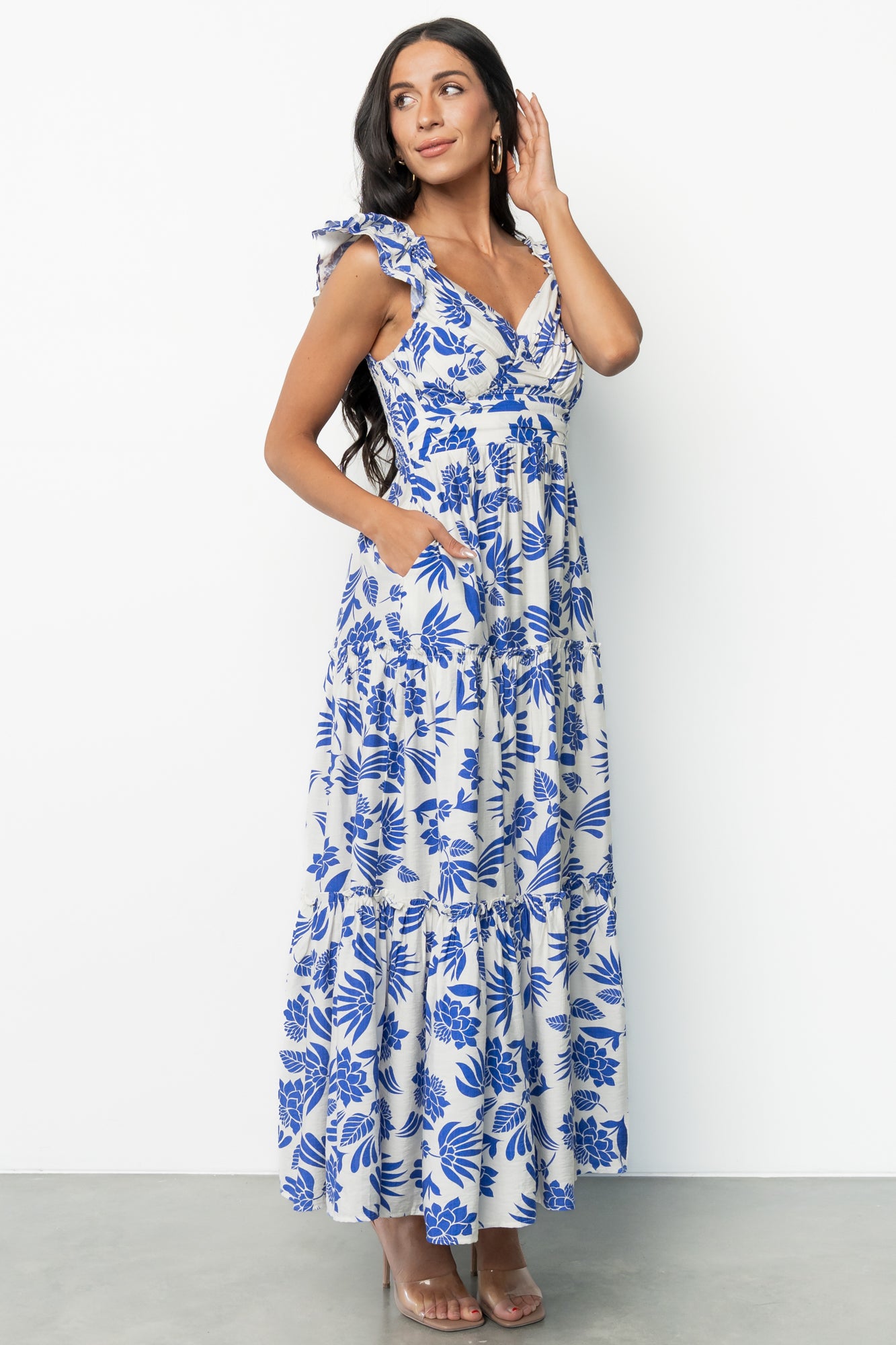 Mercedes Maxi Dress | Blue + Off White