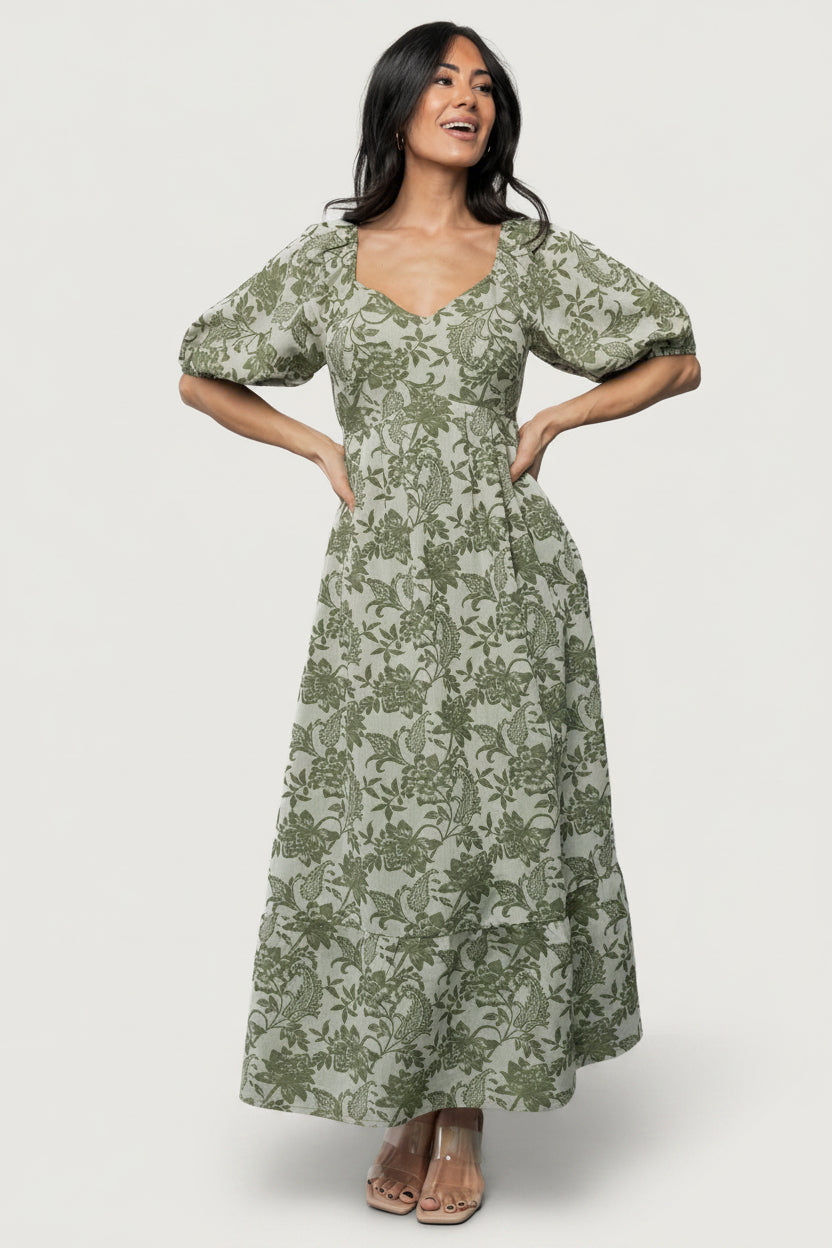 green botanical dress Giuliana Dress