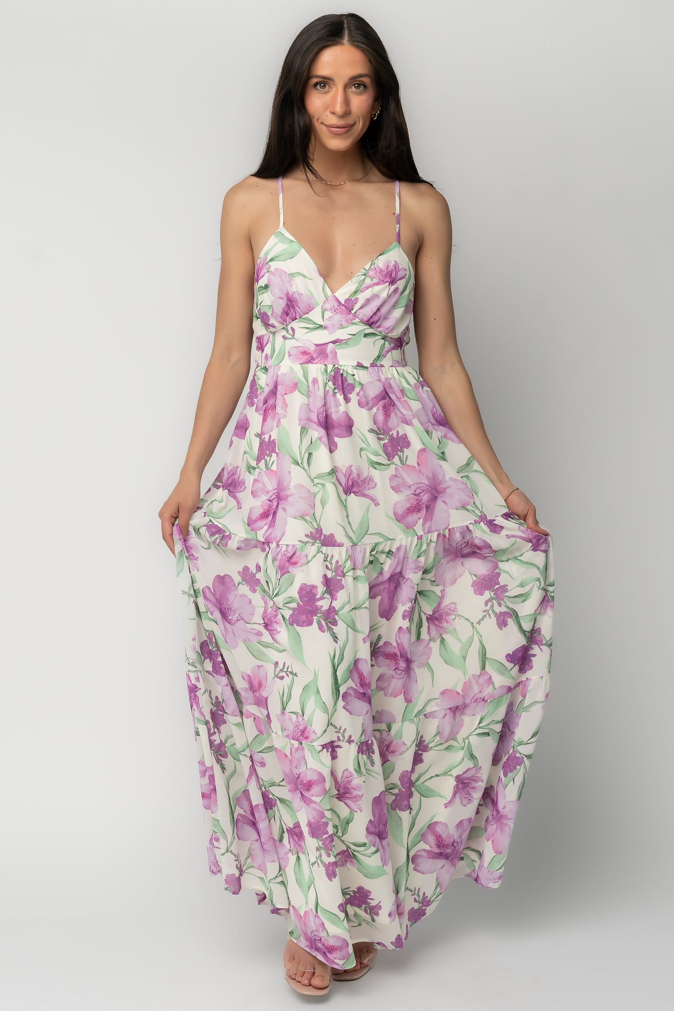 Baltic Born Womens Lina Maxi Dress | Purple + White Floral | Size: Medium Baltic Born Womens Lina Maxi Dress | Purple + White Floral | Size: Medium