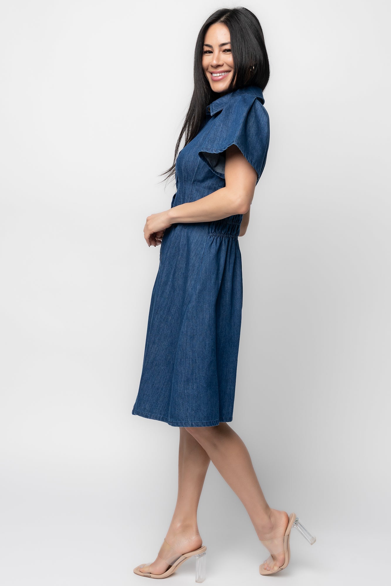 Coco Denim Short Dress | Dark Wash