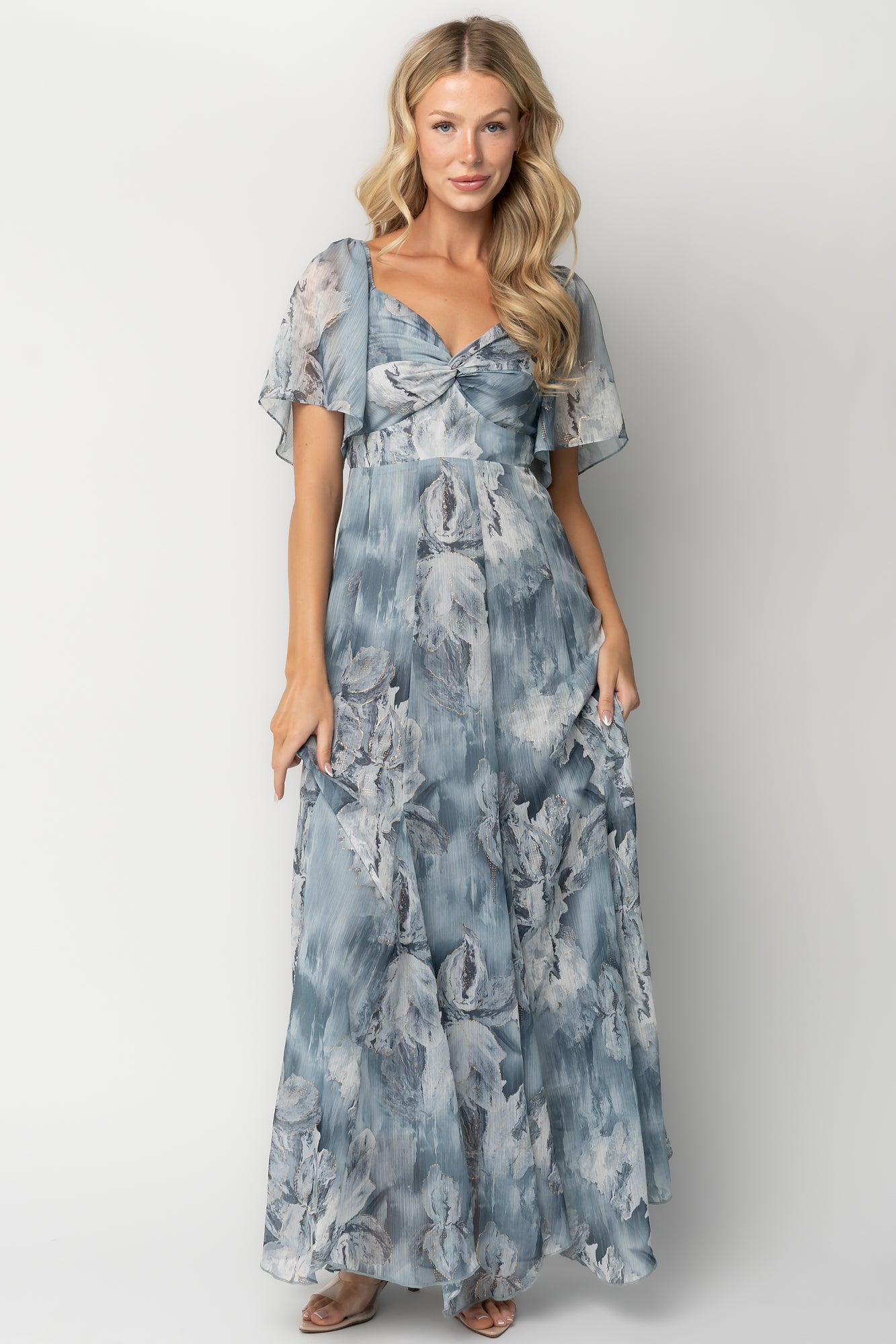 Positano Maxi Dress | Light Blue Floral XS Positano Maxi Dress | Light Blue Floral XS