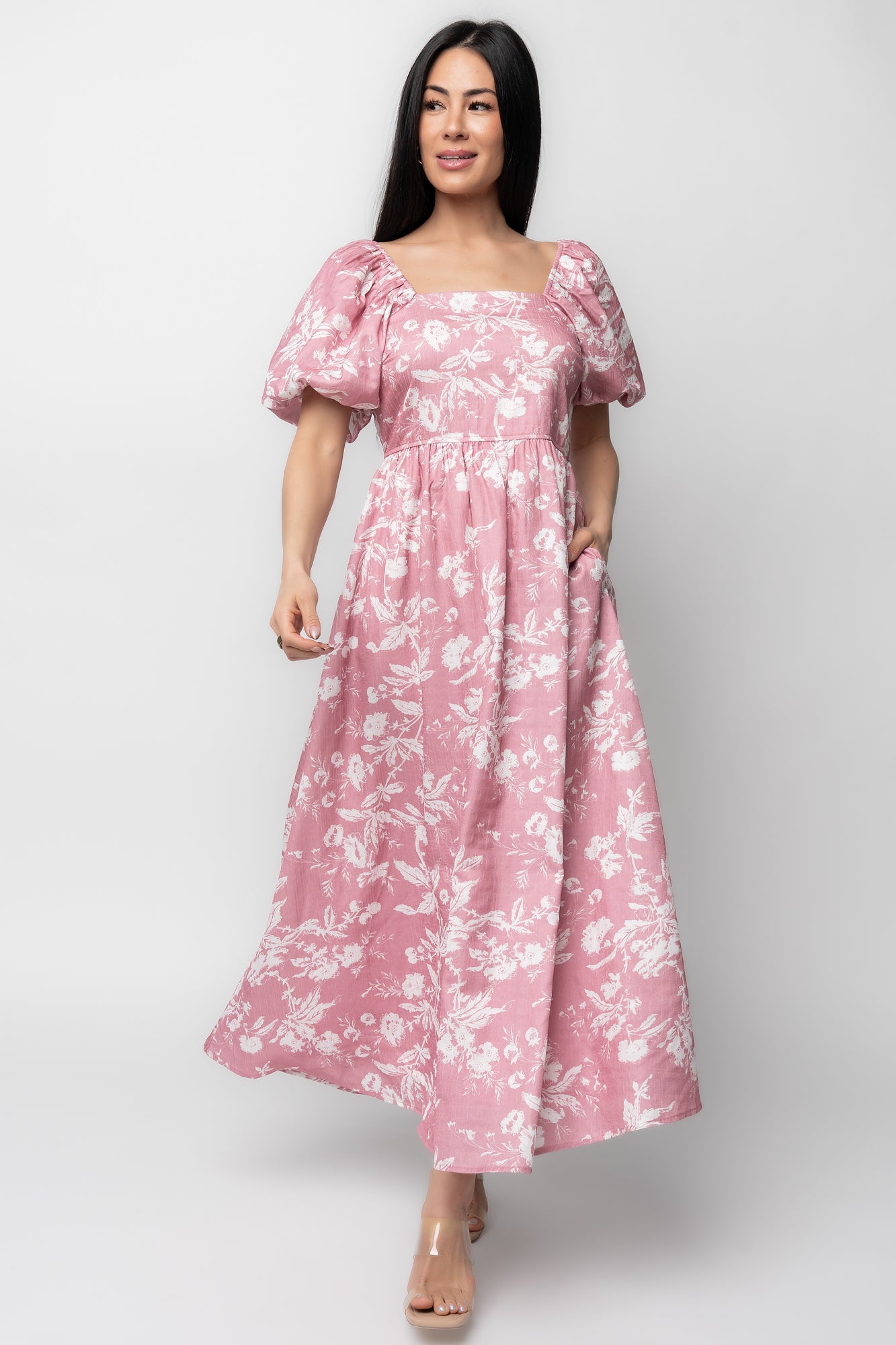 Baltic Born Womens Graceland Maxi Dress | Pink + White Floral | Size: Medium