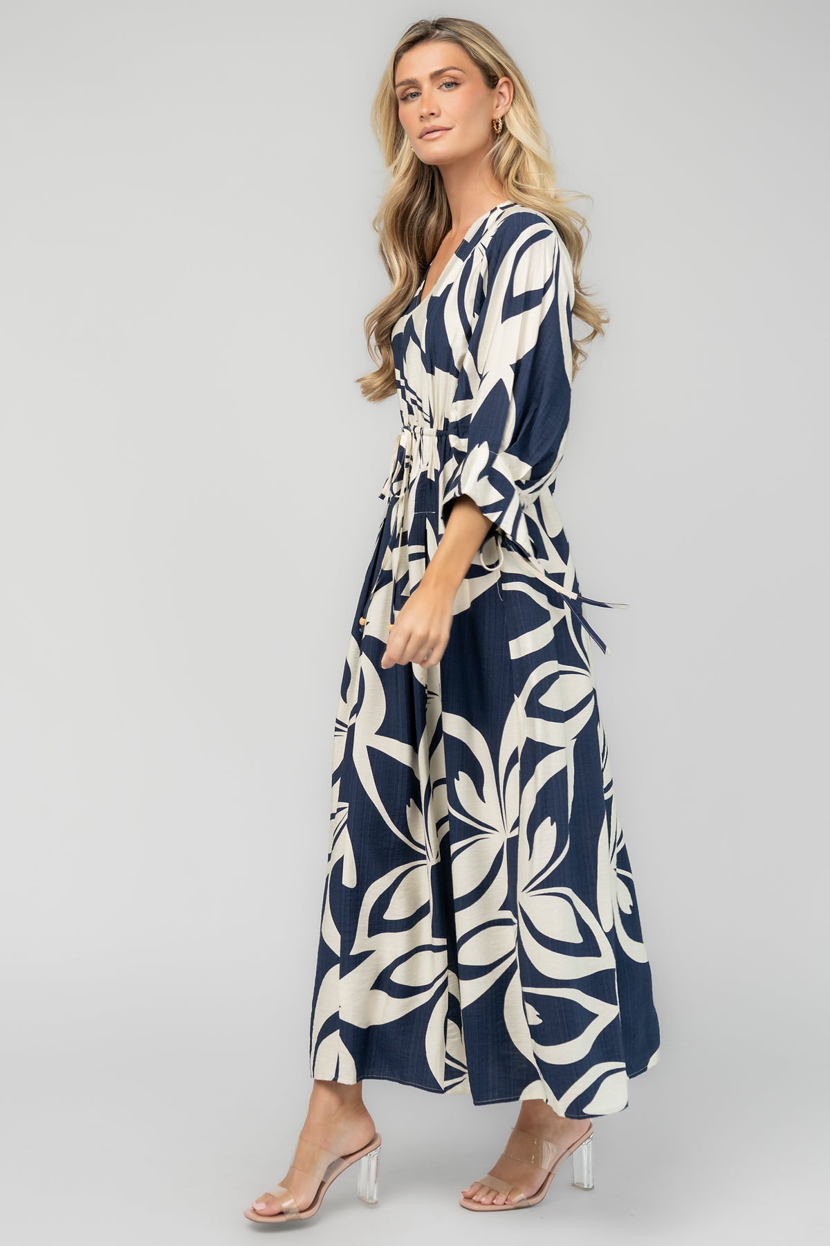 Málaga Midi Dress | Navy Print
