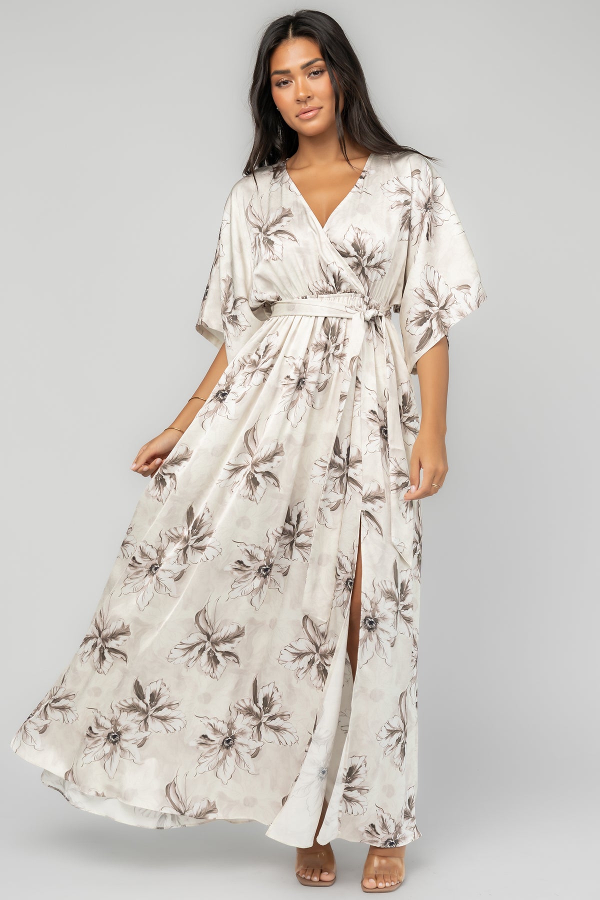 Hamilton Kimono Maxi Dress | Ivory Floral